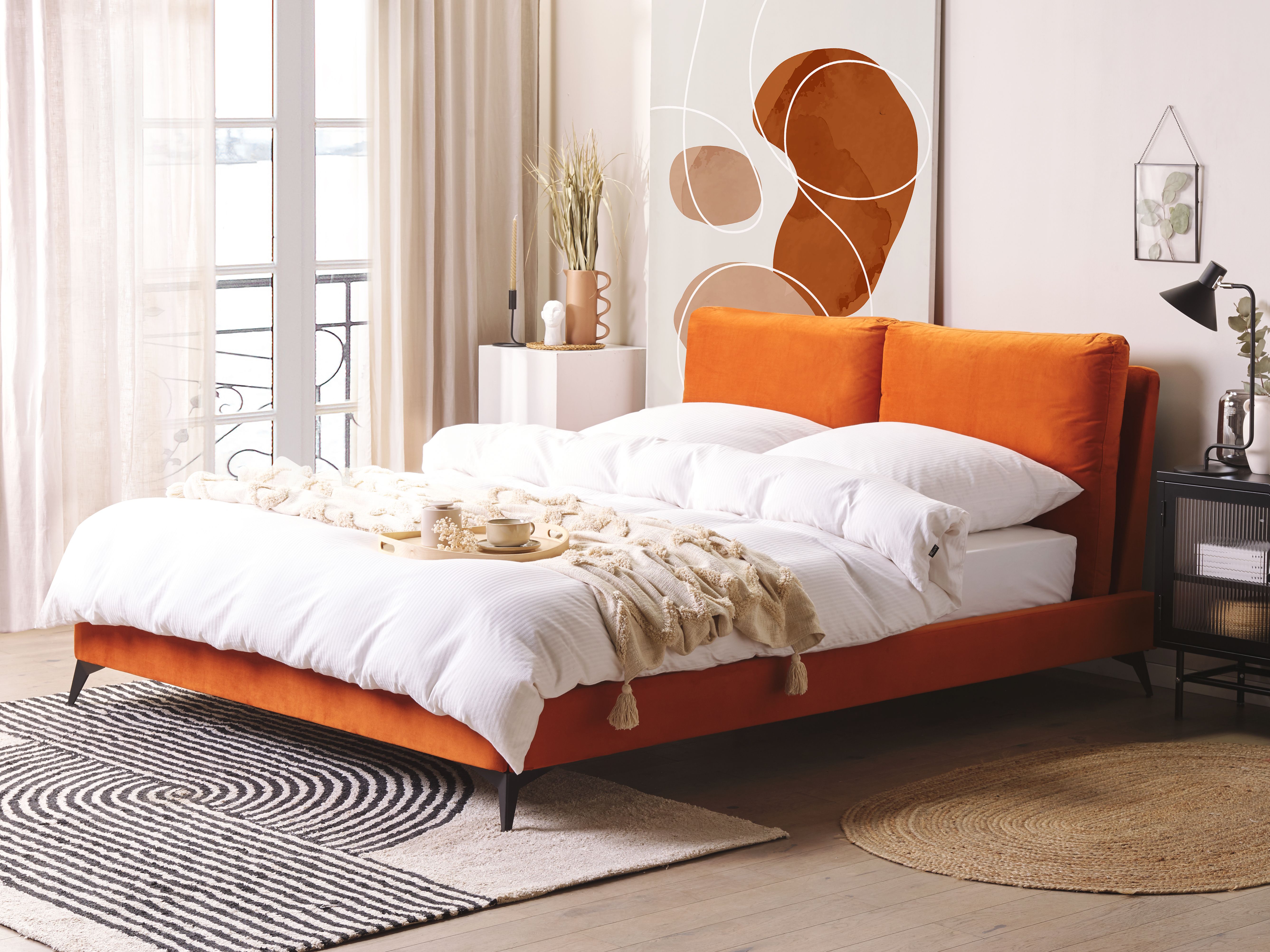 Bed Velvet MELLE 160 x 200 cm (EU King Size) Orange
