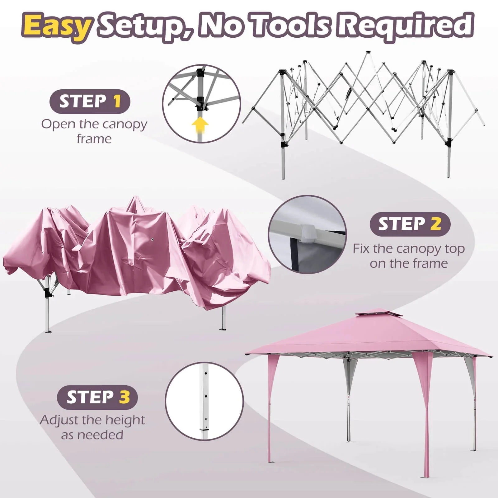 Costway Pop-Up Gazebo Outdoor Canopy Tent, 13 x 13 ft, Gray - Image 19 Costway Pop-Up Gazebo Outdoor Canopy Tent, 13 x 13 ft, Gray - Image 19
