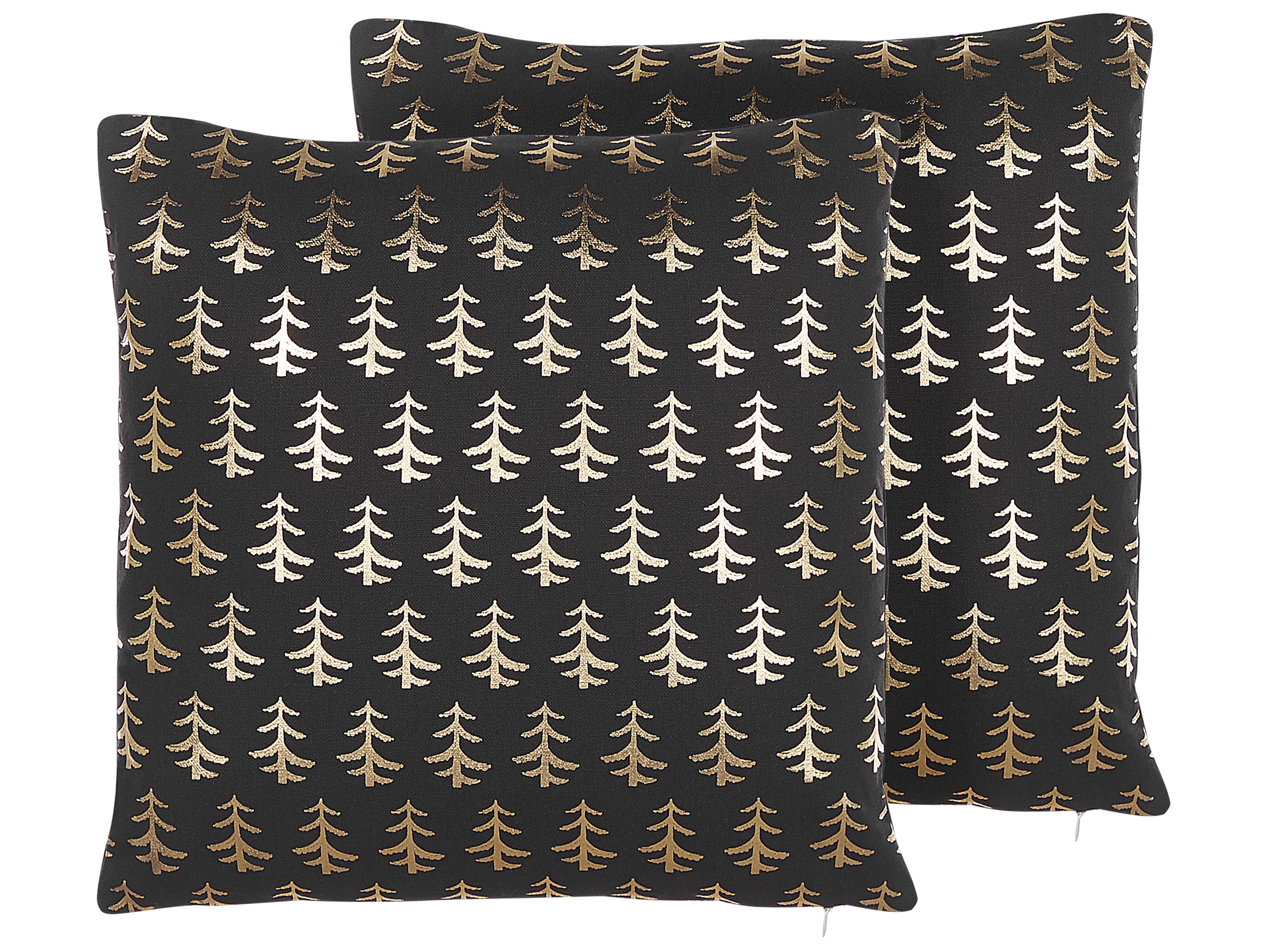 Set of 2 Decorative Cushions LEROY Cotton 45 x 45 cm Black Christmas Motif