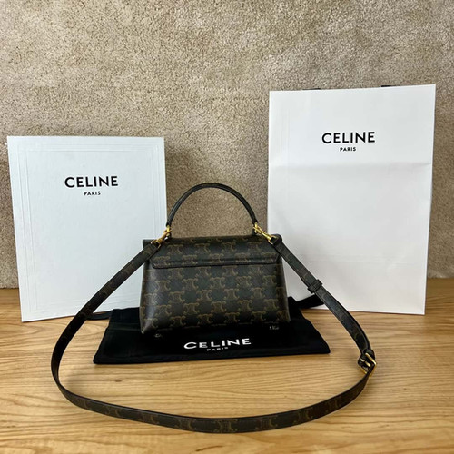 CELINE NINO small logo printed cowhide leather handbag old flower