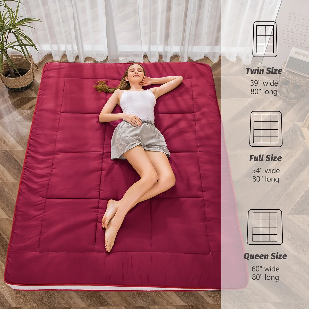 Futon Mattress, Padded Japanese Floor Mattress Quilted Bed Mattress Topper, Extra Thick Folding Sleeping Pad, Dark Grey, Twin - Image 35