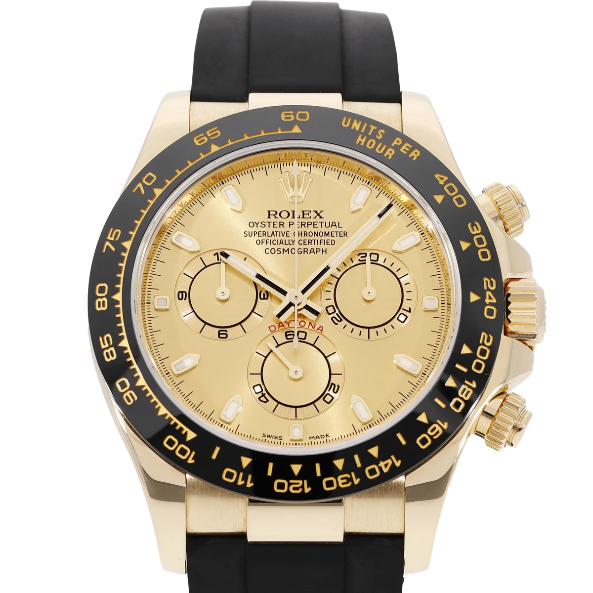 Rolex Cosmograph Daytona 116518LN Champagne Dial Oysterflex Yellow Gold Mens Watch(1:1 replica) - Elite Watch Atelier