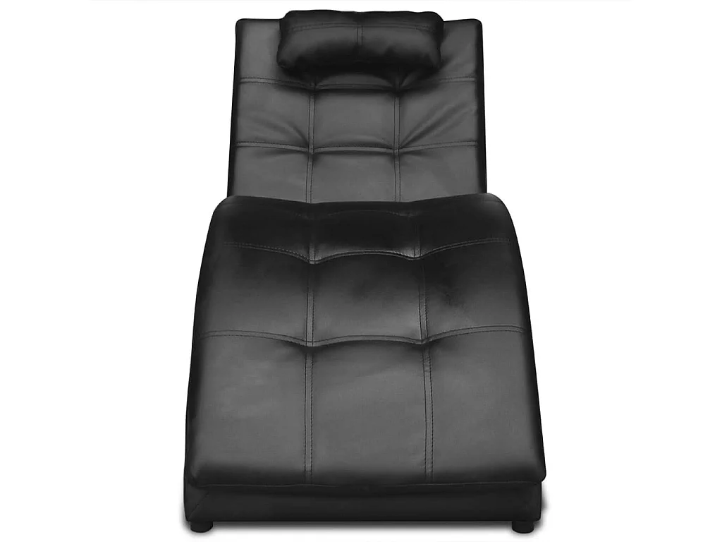 Monique-Aline  Chaise longue avec oreiller Noir Similicuir