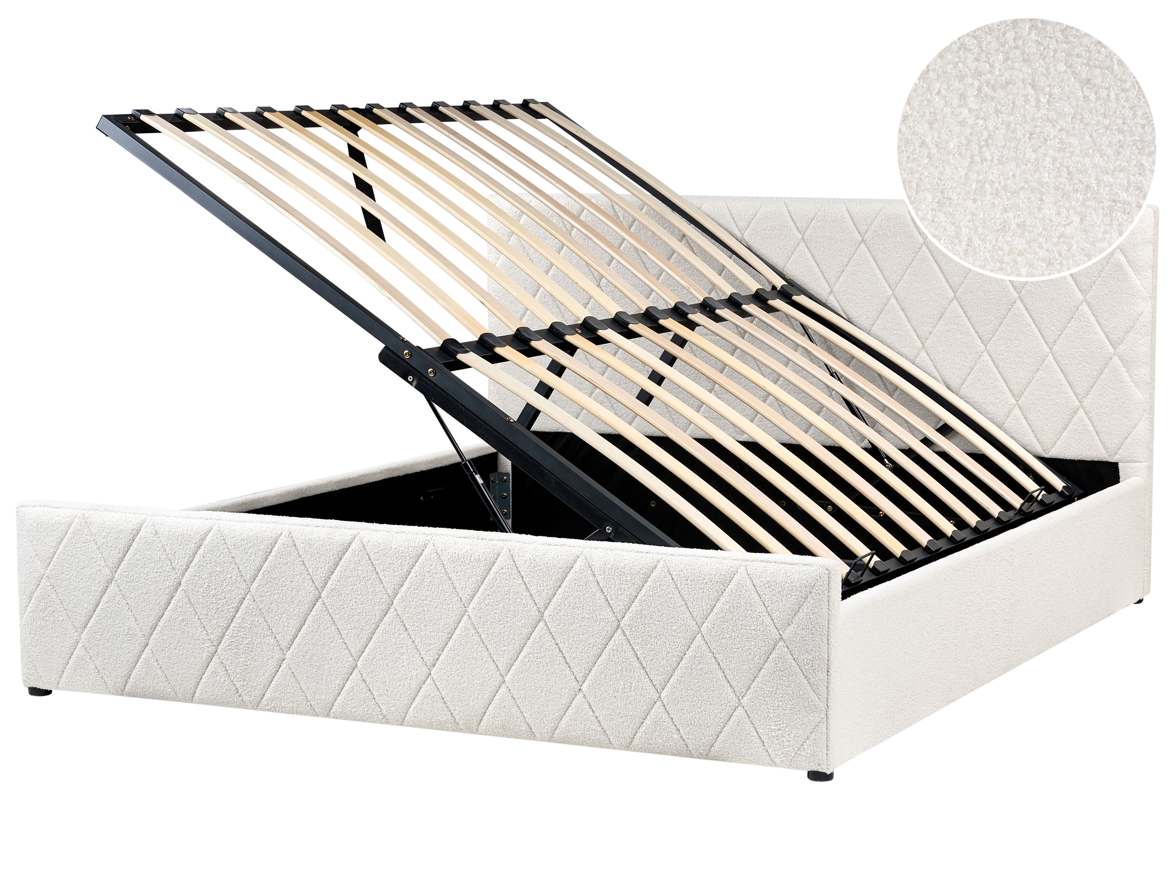 Ottoman Bed Boucle ROCHEFORT 180 x 200 cm (EU Super King) Off-White