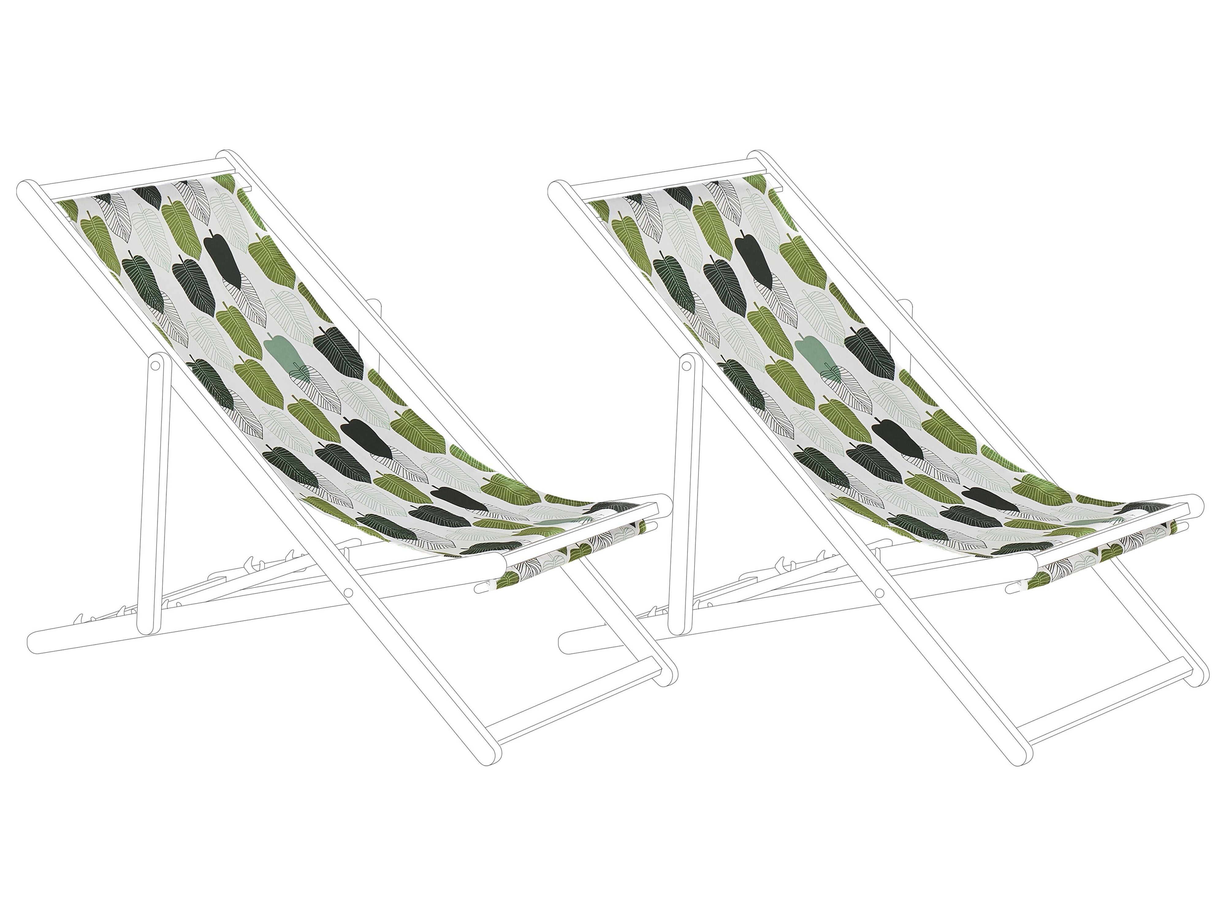 Set of 2 Sun Lounger Replacement Fabrics ANZIO/AVELLINO 113 x 44 cm Green