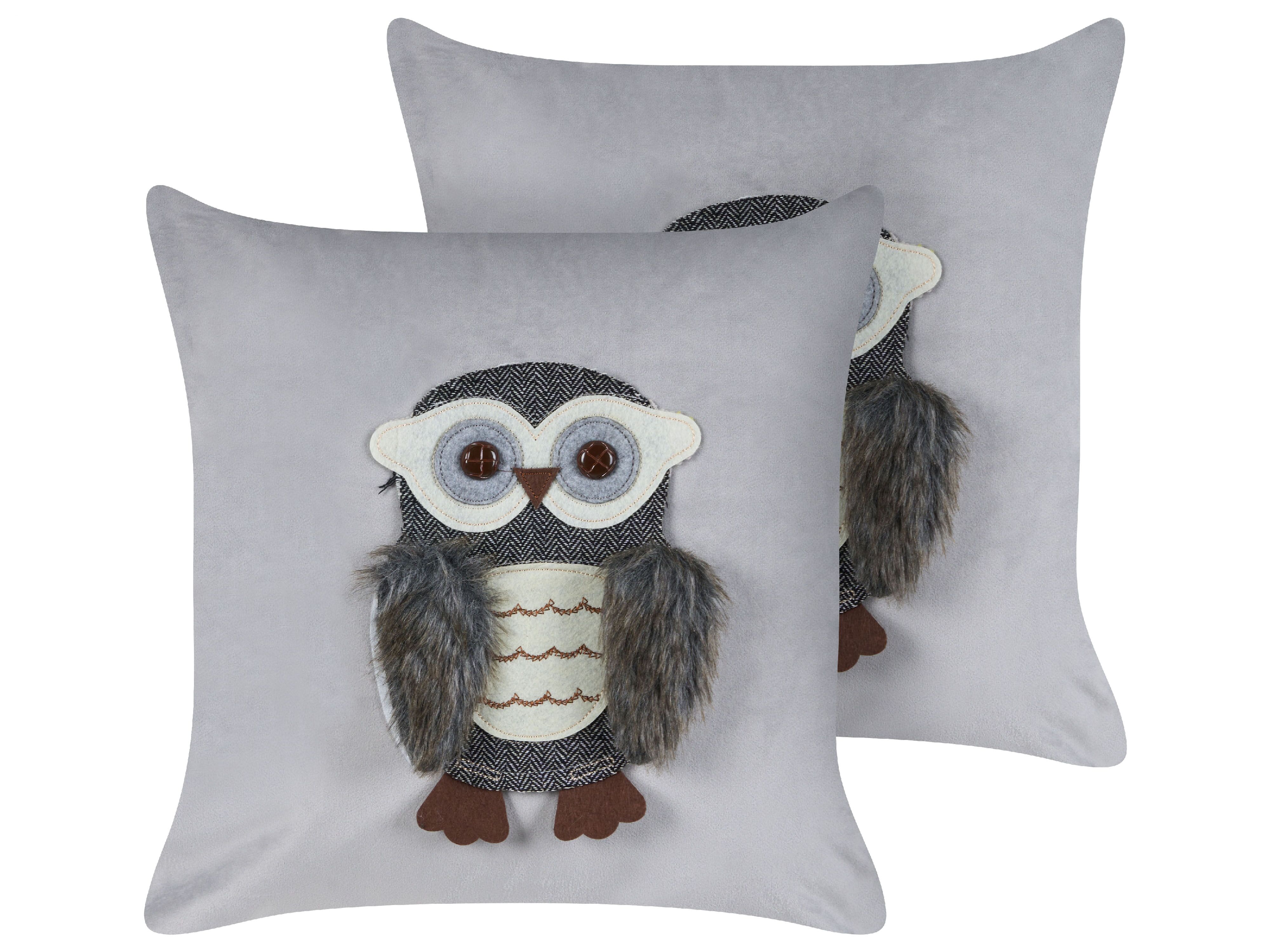 Set of 2 Decorative Cushions OPHRYS Velvet 45 x 45 cm Grey