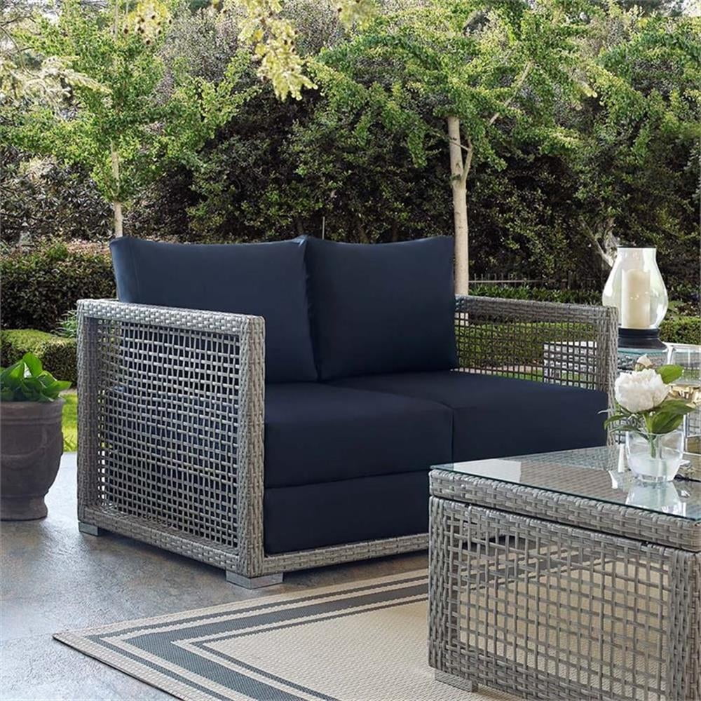 Afuera Living Wicker Patio Loveseat in Gray - Image 11