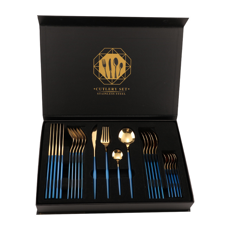 Factory Price Portable Cutlery Set 24 Pieces Stainless Steel Flatware Luxury Cutlery Spoon Fork and Knife Set With Fancy Box