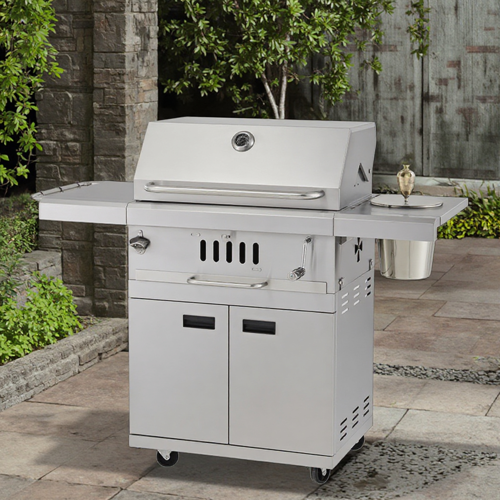 Charcoal BBQ Grill Premium Modern Korean Style Heavy Duty Stainless Steel 304 Trolley Flame Safety Device CE Certified