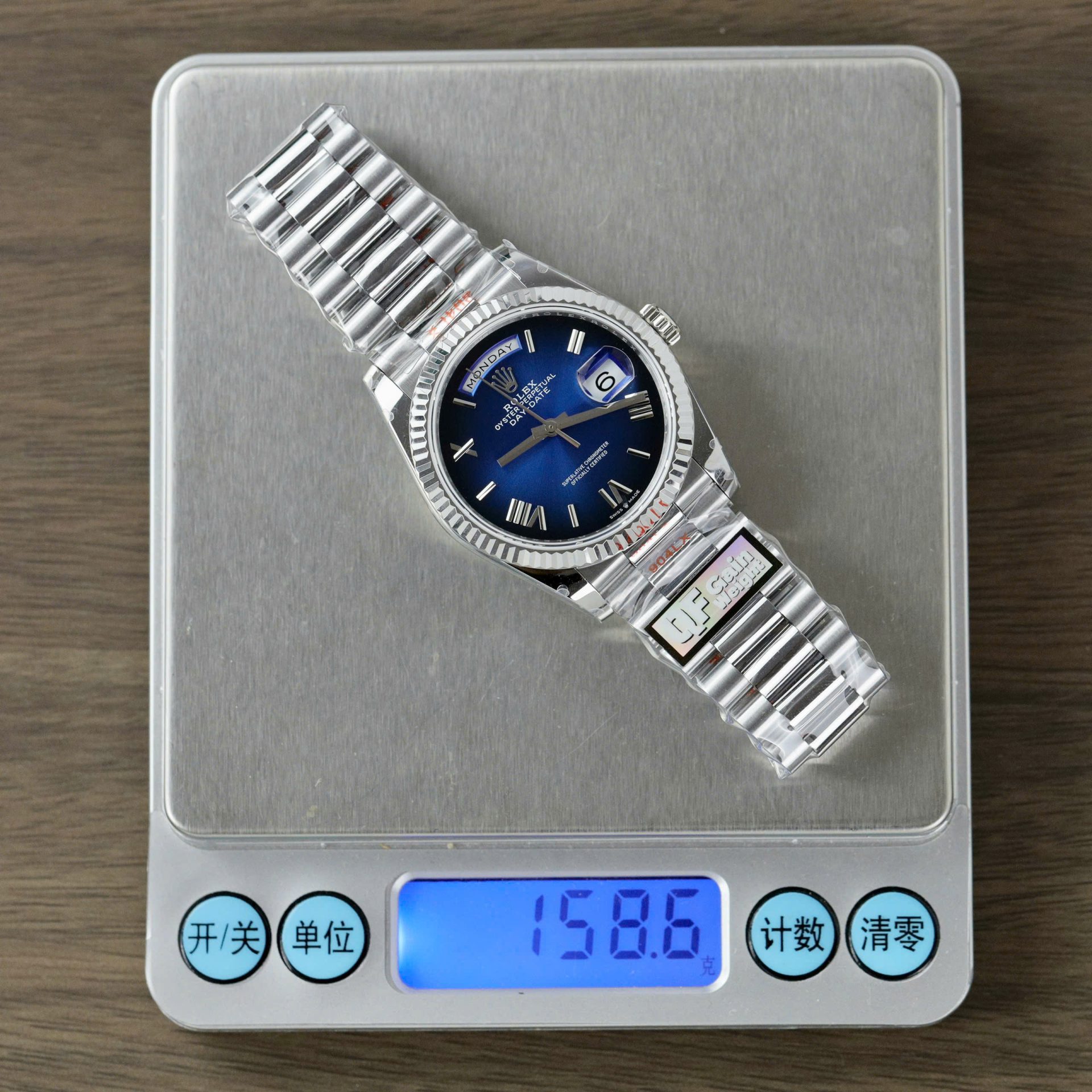 Rolex Day-Date 128236 Best Replica Watch Dial Blue Weight 158gram QF Factory 36mm - Top club