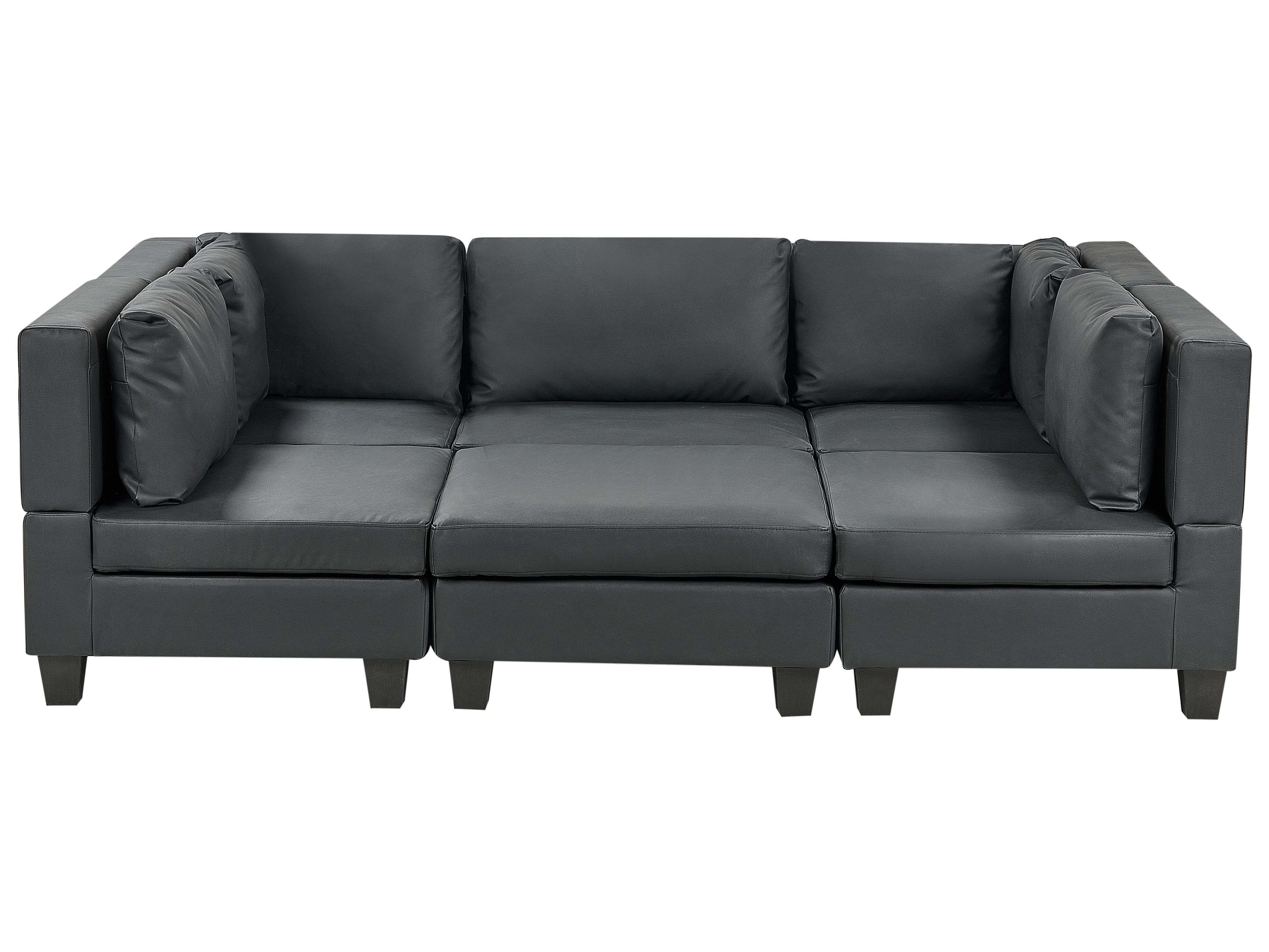Modular U-Shape Sofa 5 Seater UNSTAD Faux Leather Black