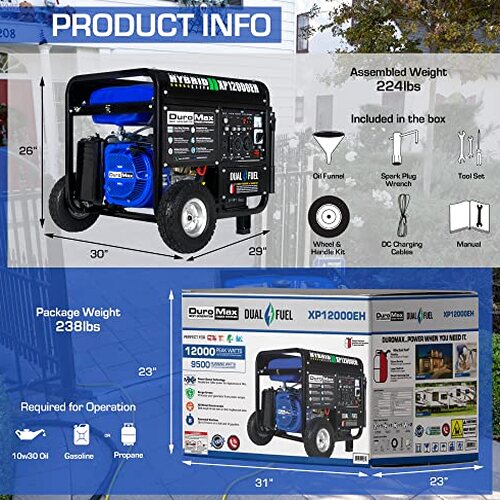 DuroMax Dual Fuel Generator 12,000W Gas/Propane, 457cc 4-Stroke Engine - XP12000EH - Image 7 DuroMax Dual Fuel Generator 12,000W Gas/Propane, 457cc 4-Stroke Engine - XP12000EH - Image 7