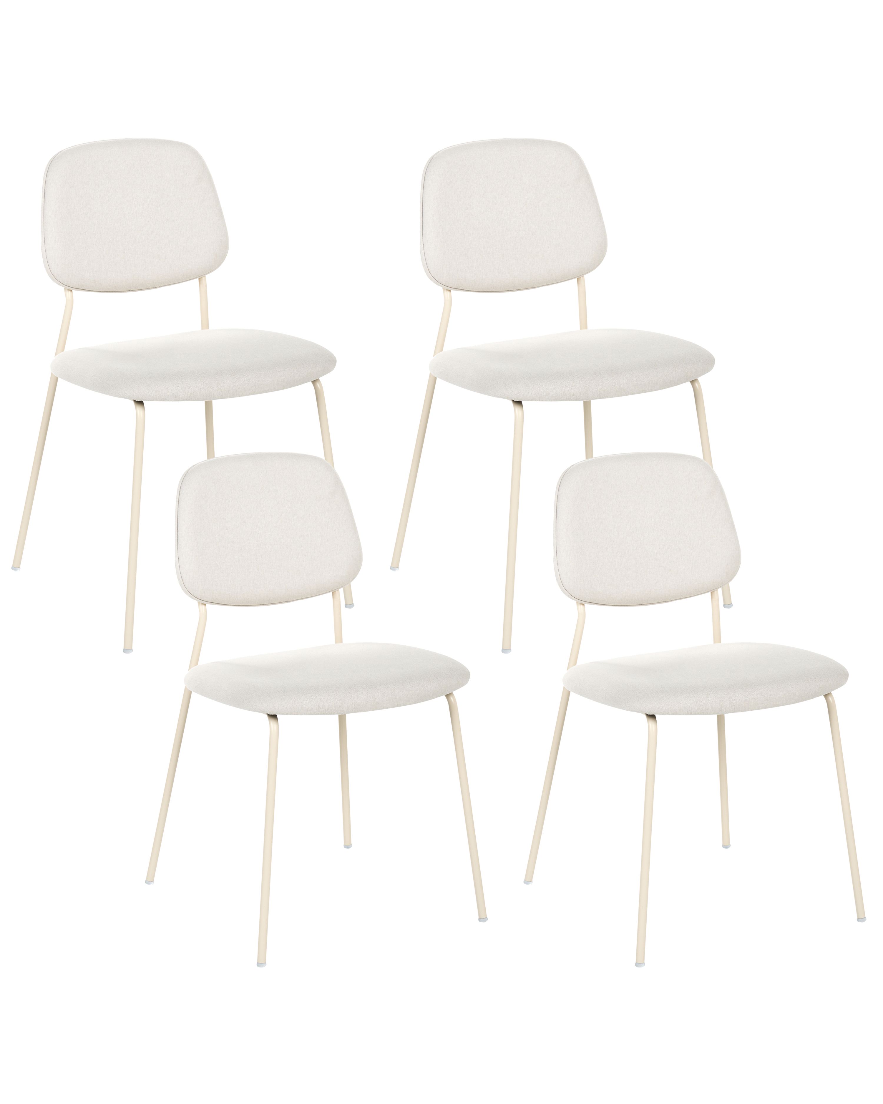 Set of 4 Dining Chairs RILEY Fabric Off-White