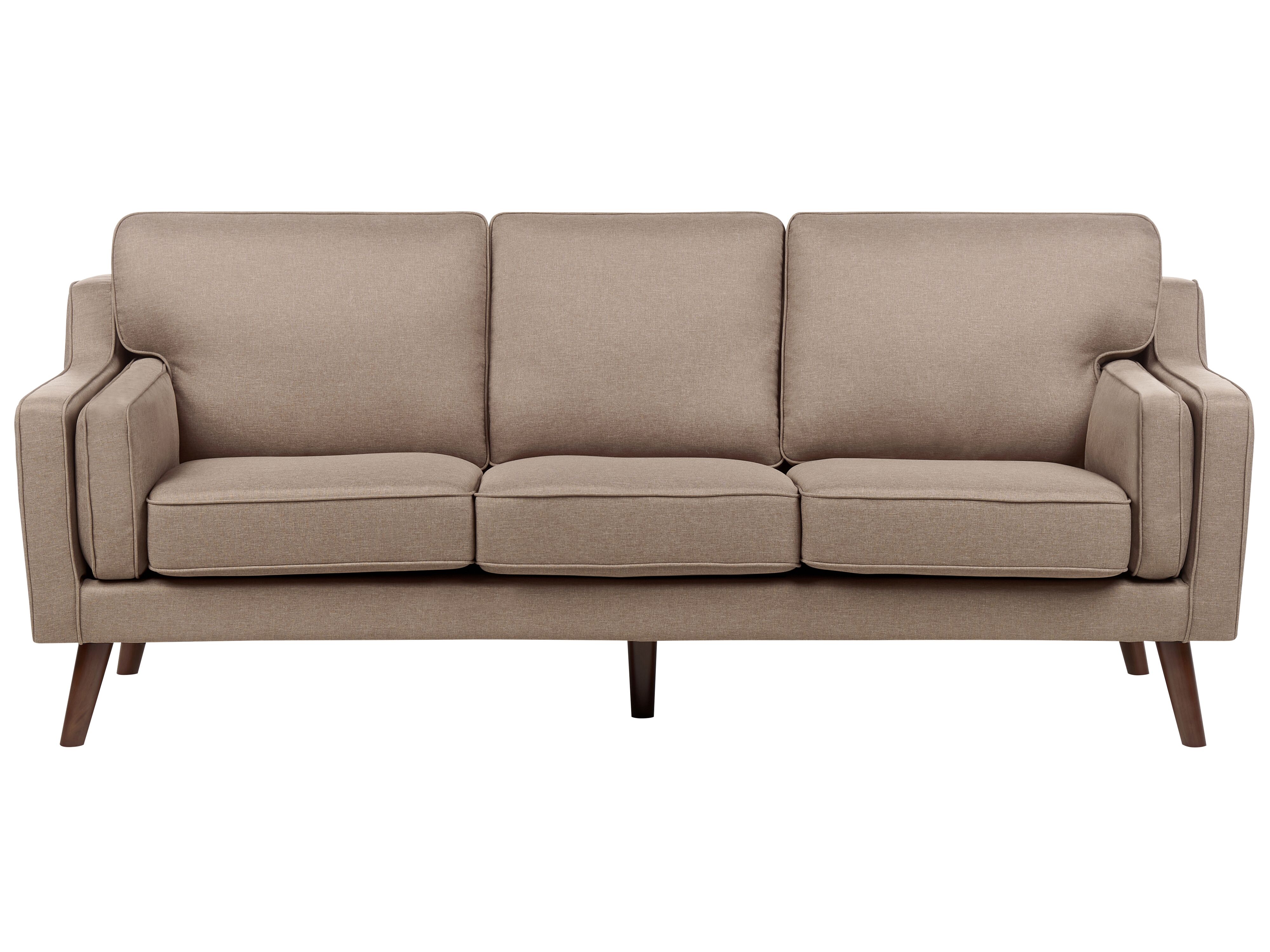 Sofa 3 Seater LOKKA Fabric Light Brown