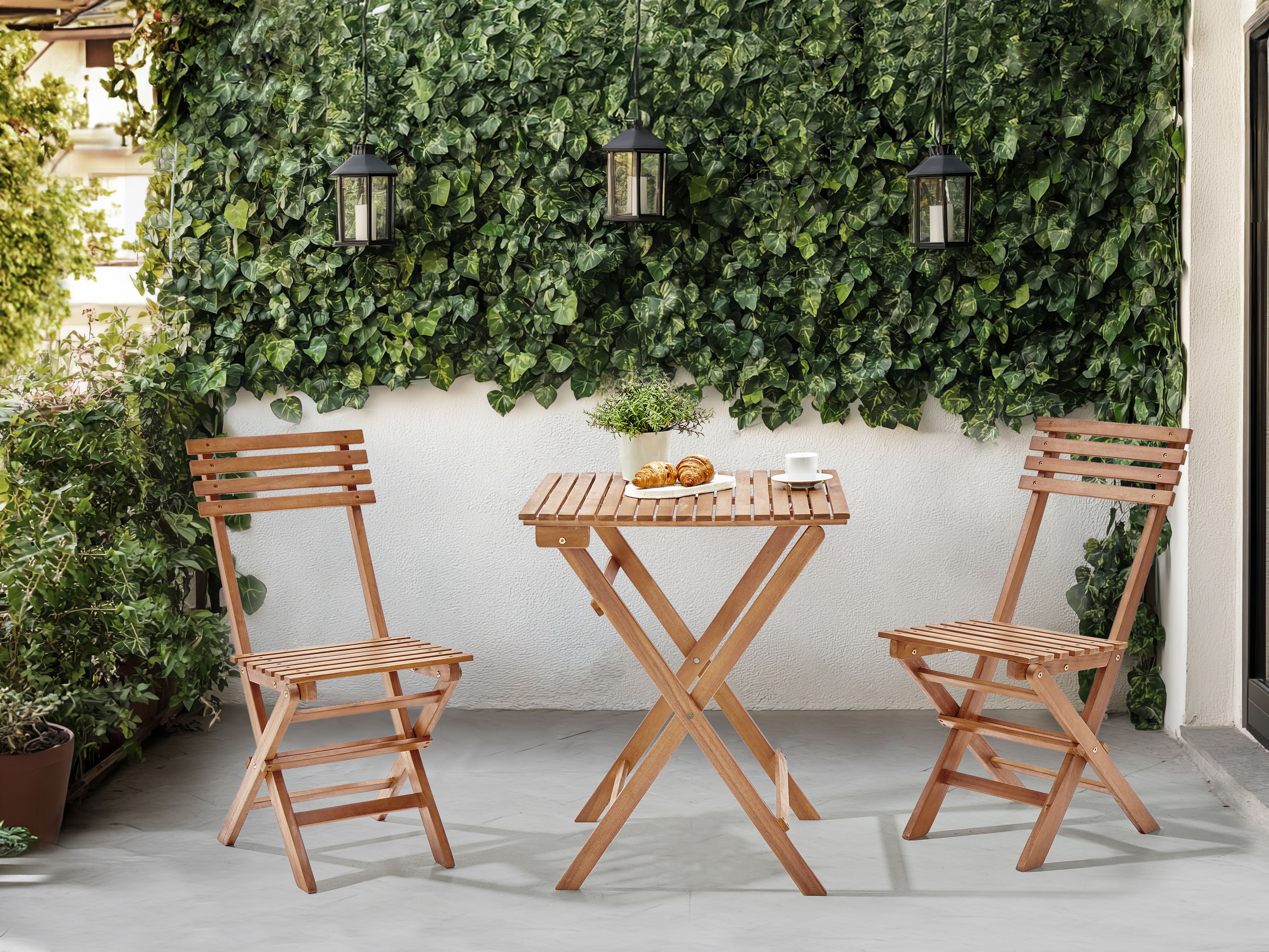 Bistro Set Folding SOLAROLO Certified Acacia Wood Brown