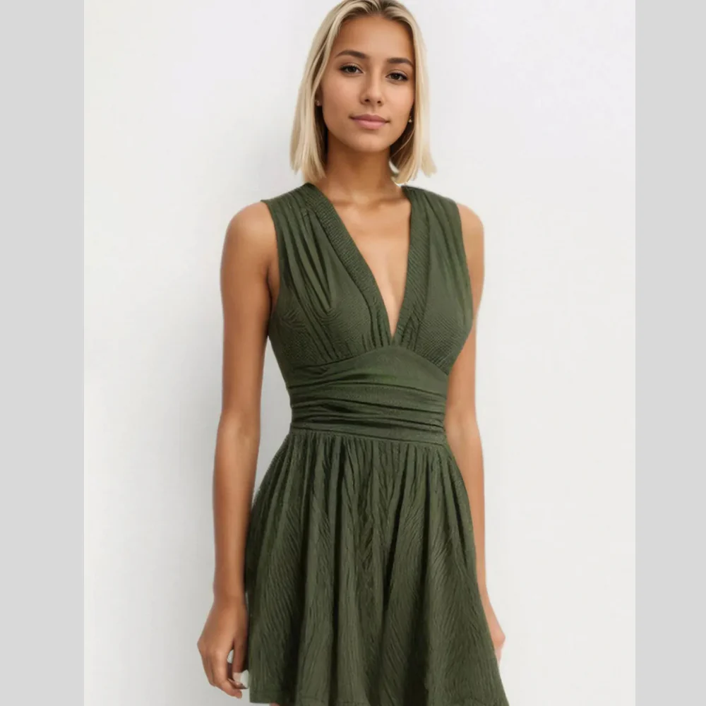 Ruched Plunge Sleeveless Romper - ZKZOOK