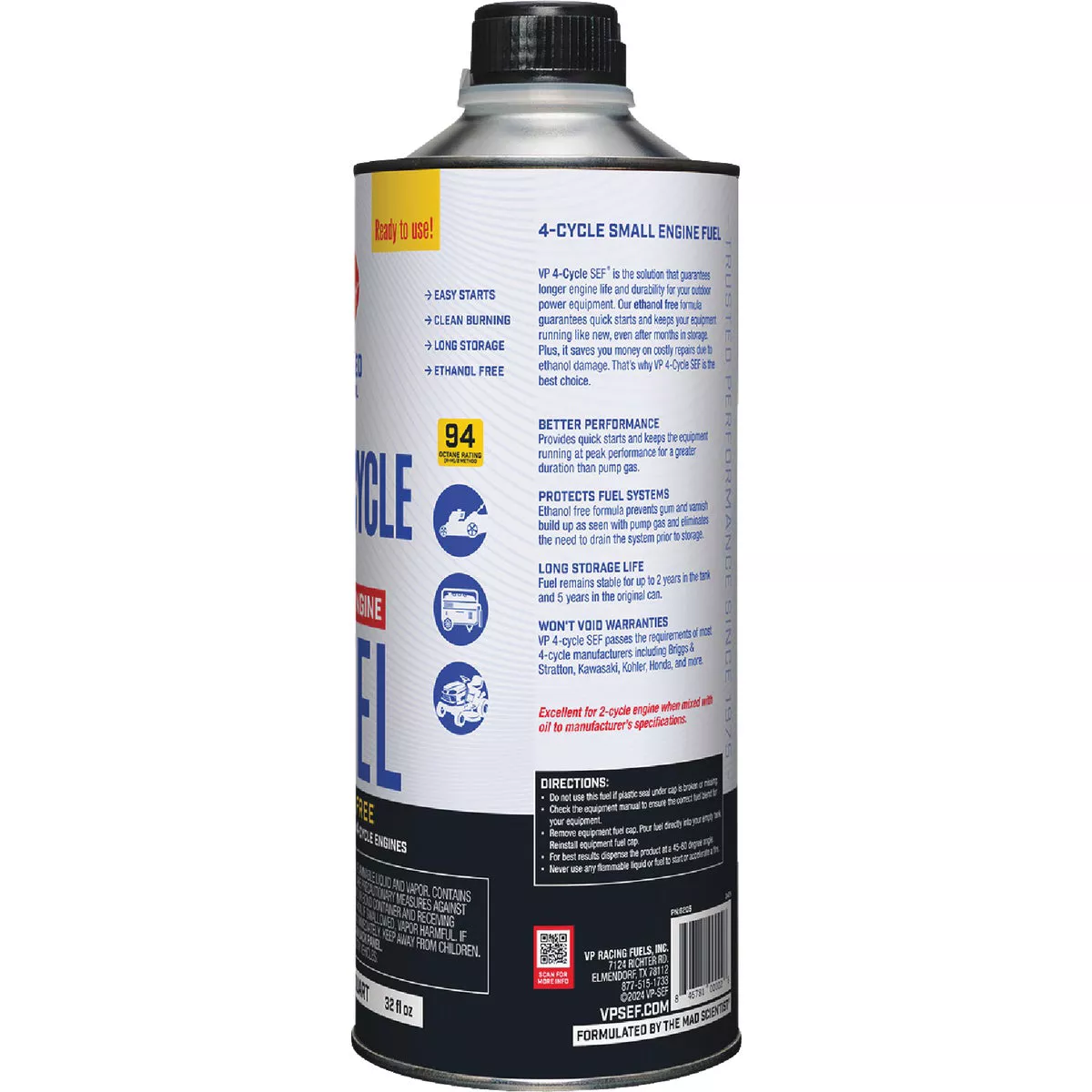 VP Racing Fuels 32 Oz. Ethanol-Free 4-Cycle Fuel