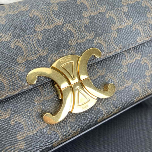 CELINE TRIOMPHE logo printed cowhide shoulder bag yellow brown celine imitation