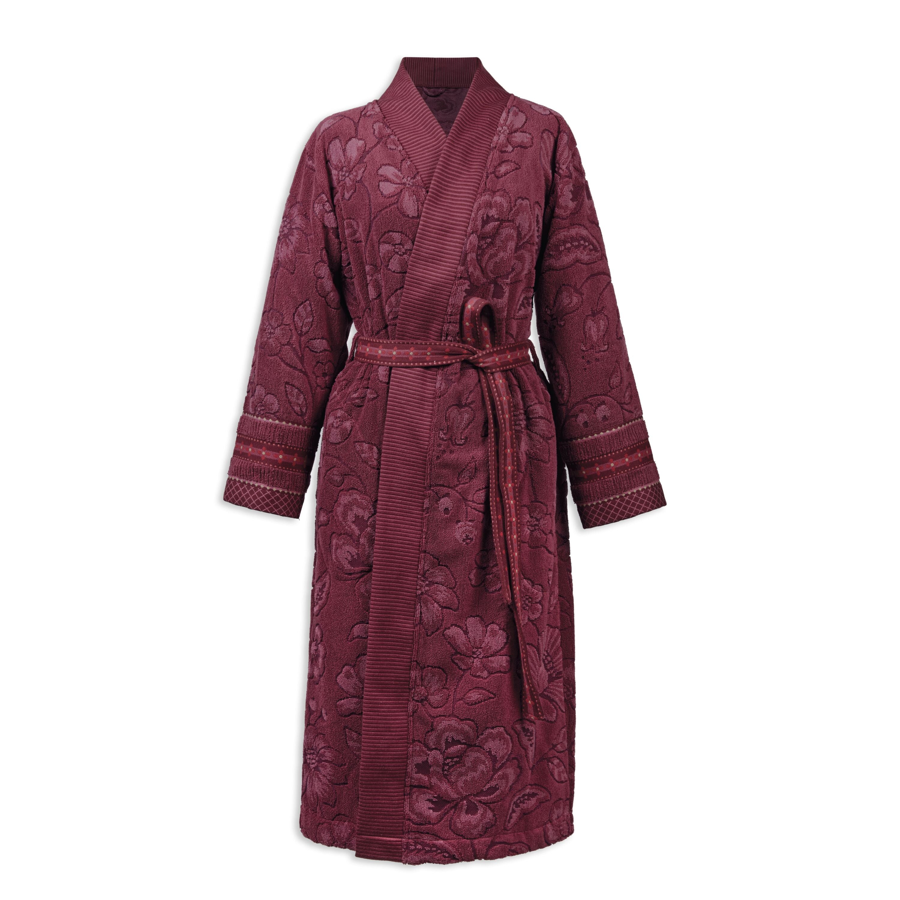 Pip Studio Jasmin Jacquard Badjas - Donker Roze - XXL