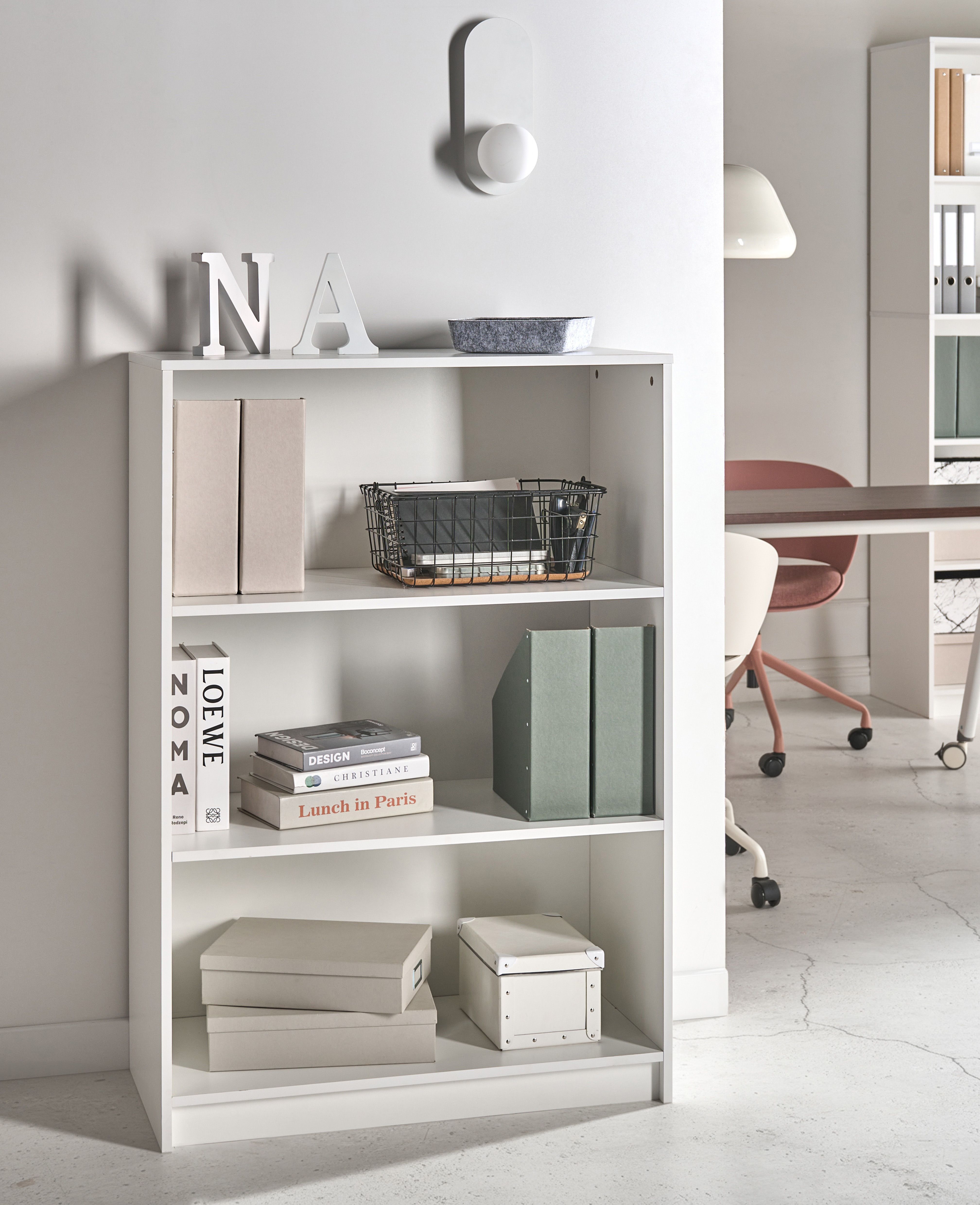 3 Tier Bookcase ZEHNA 117 cm White