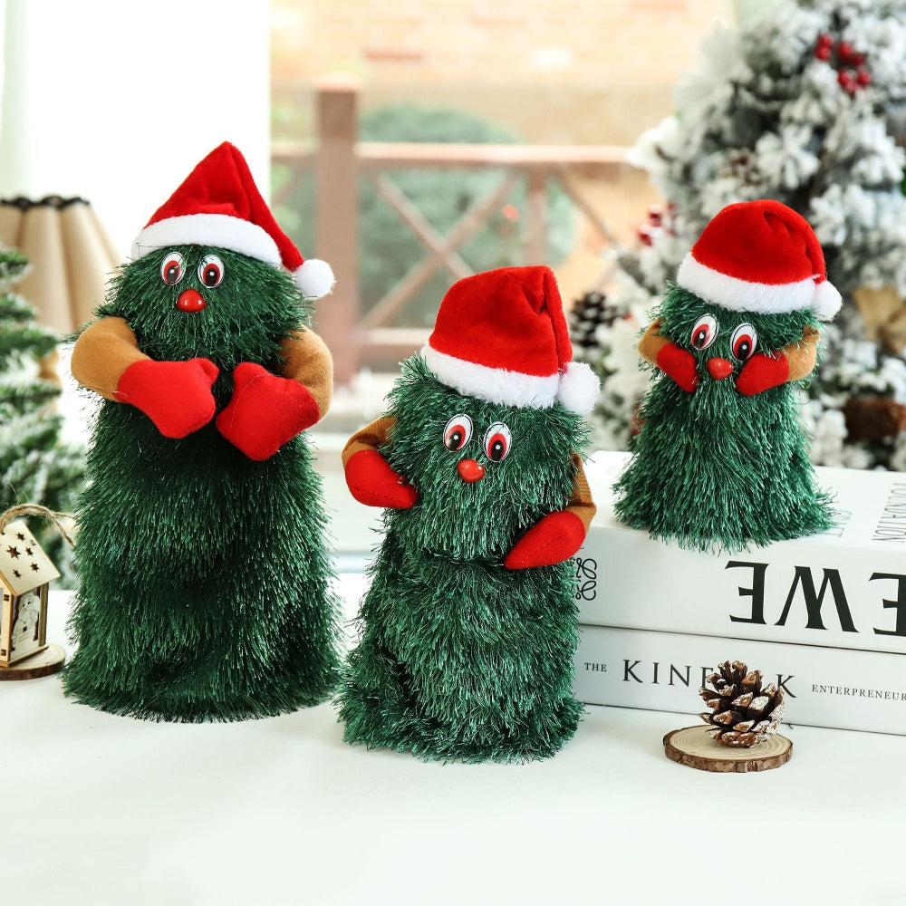 Geanimeerde Muzikale Pluchen Kerstboom – Dansende Decoratie voor Feestdagen