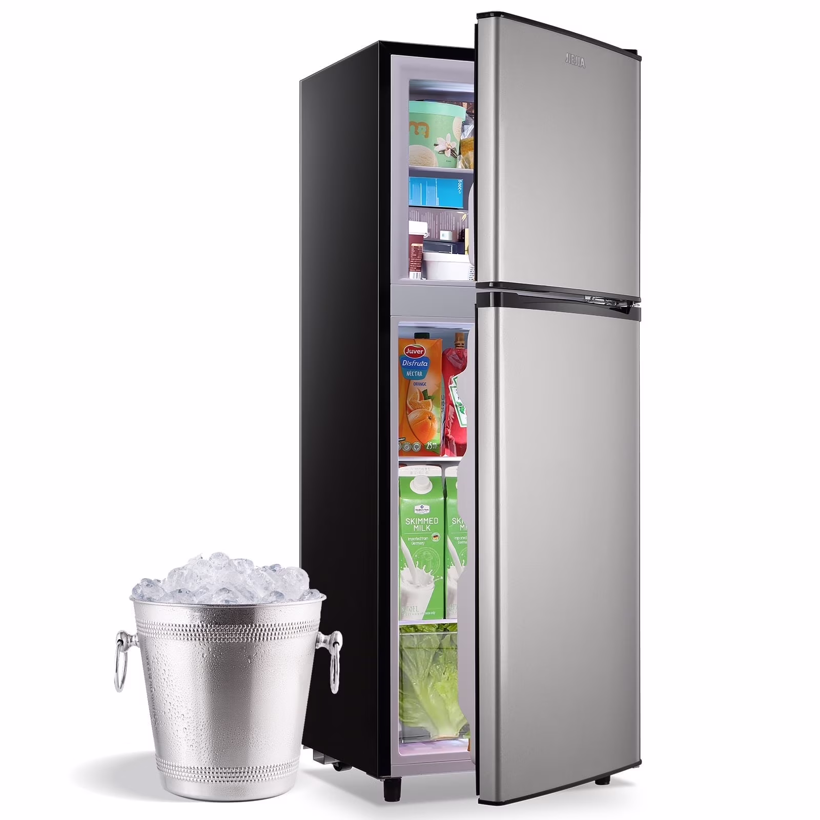 JIEJIA 5.0 Cu.Ft Apartment Size Refrigerators with Separate Freezer, 2 Door Refrigerator, Small Fridge with Freezer, Gray - Image 5