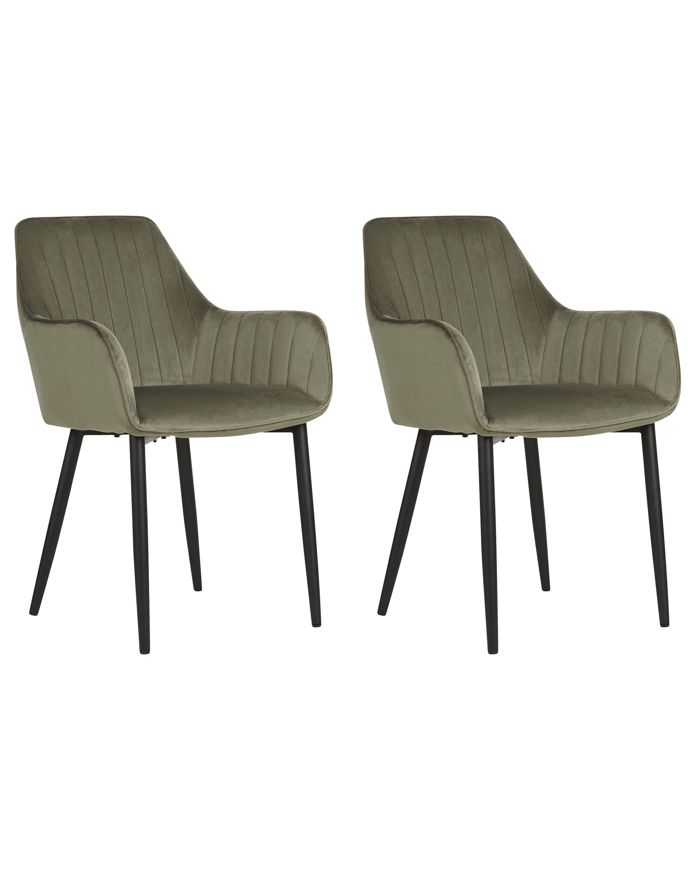 Set of 2 Dining Chairs WELLSTON Velvet Olive Green
