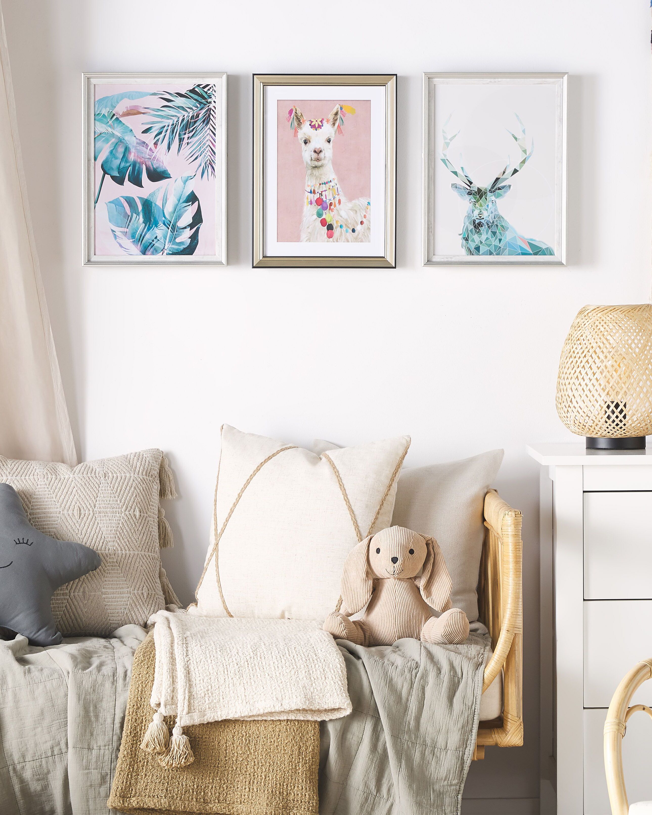 Framed Wall Print AGENA Floral Motif 30 x 40 cm Blue