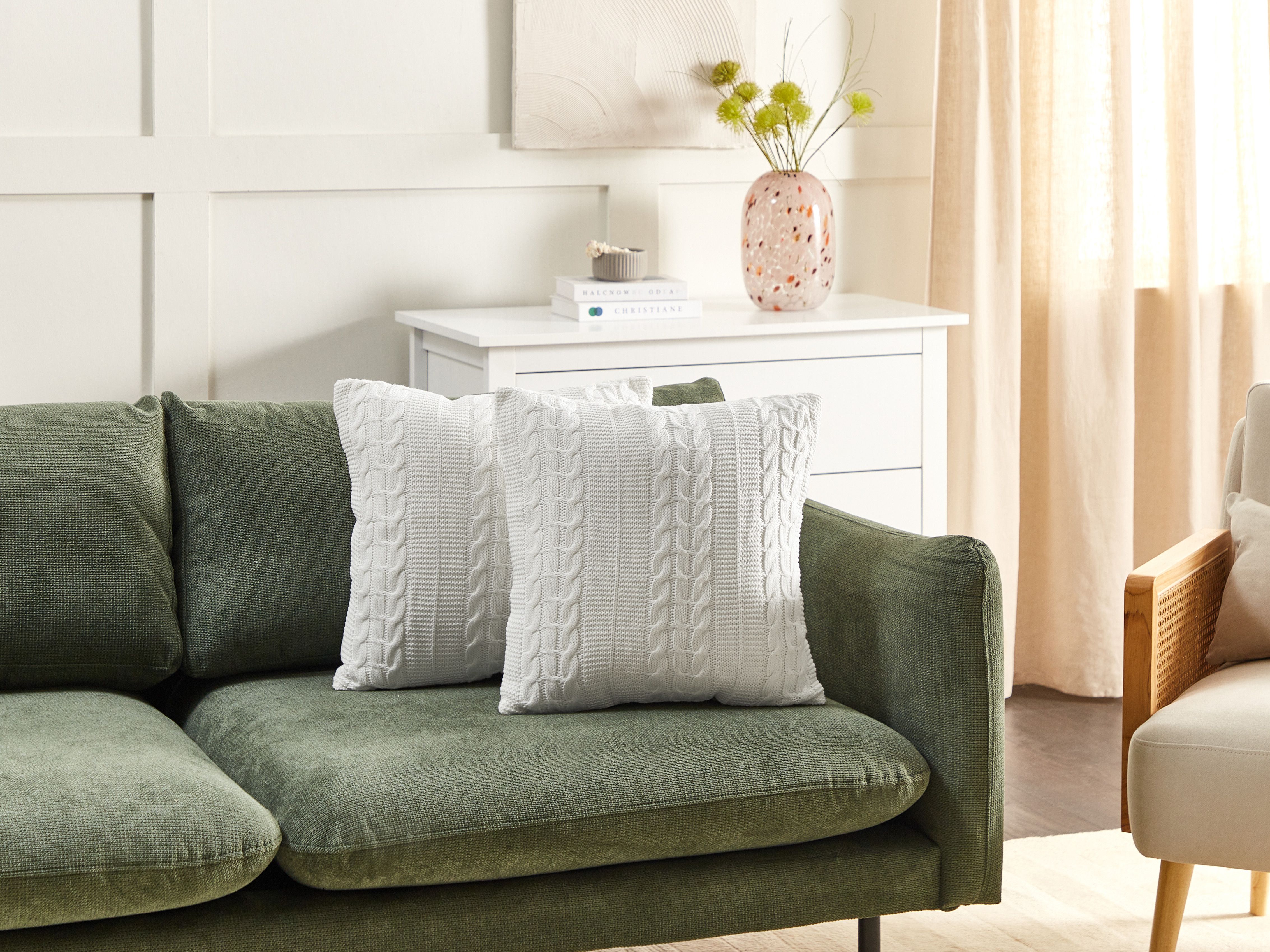 Set of 2 Decorative Cushions CADETIA Cotton 45 x 45 cm White Solid
