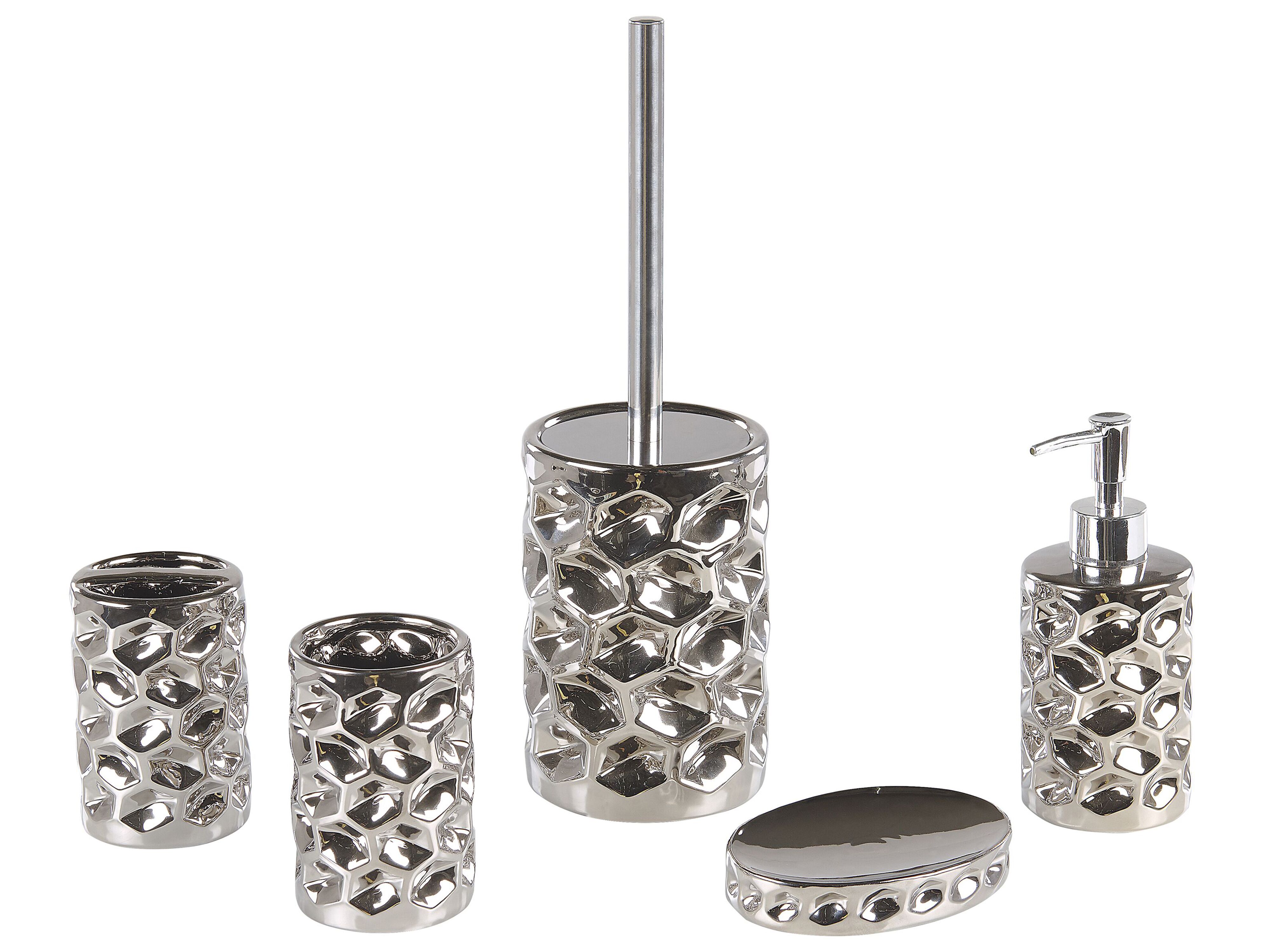 5-Piece Bathroom Accessories Set TIRUA Ceramic Silver