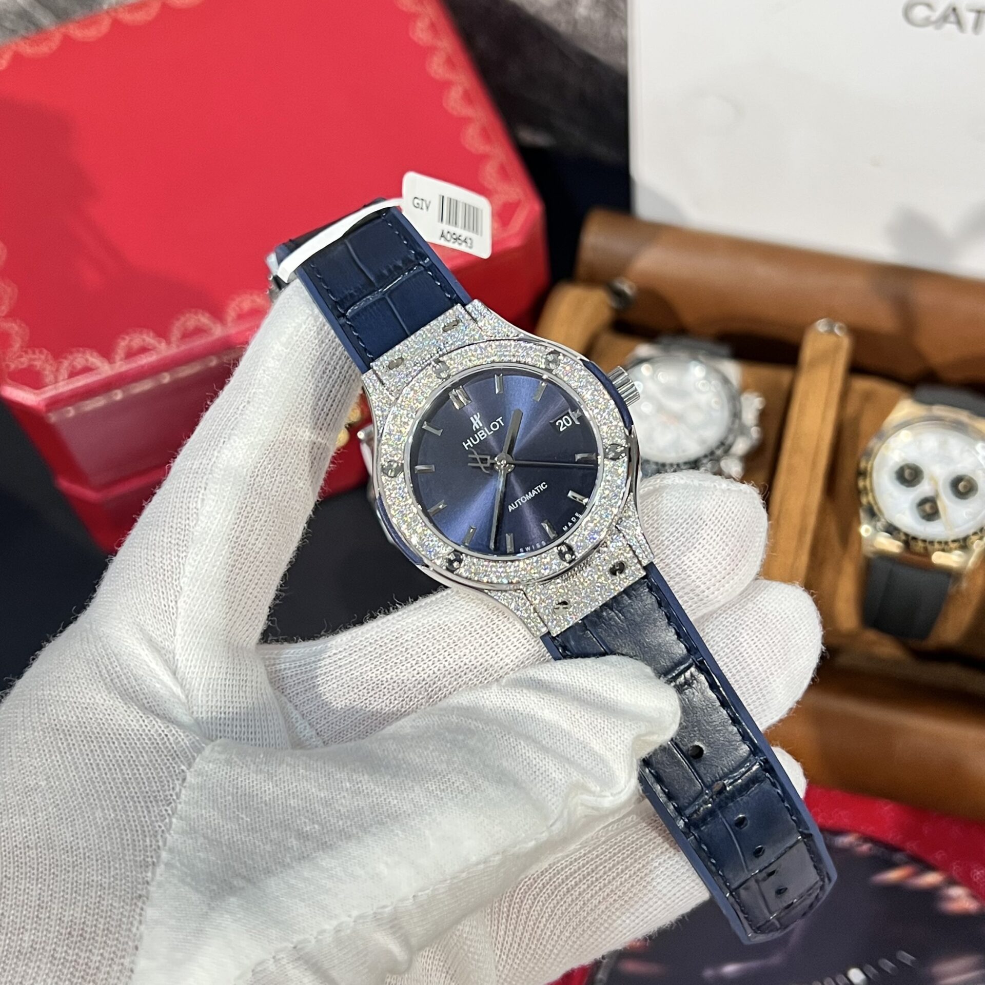 Hublot Replica 11 Watch Classic Fusion Titanium Blue Dial With Moissanite Case 38mm - Top club