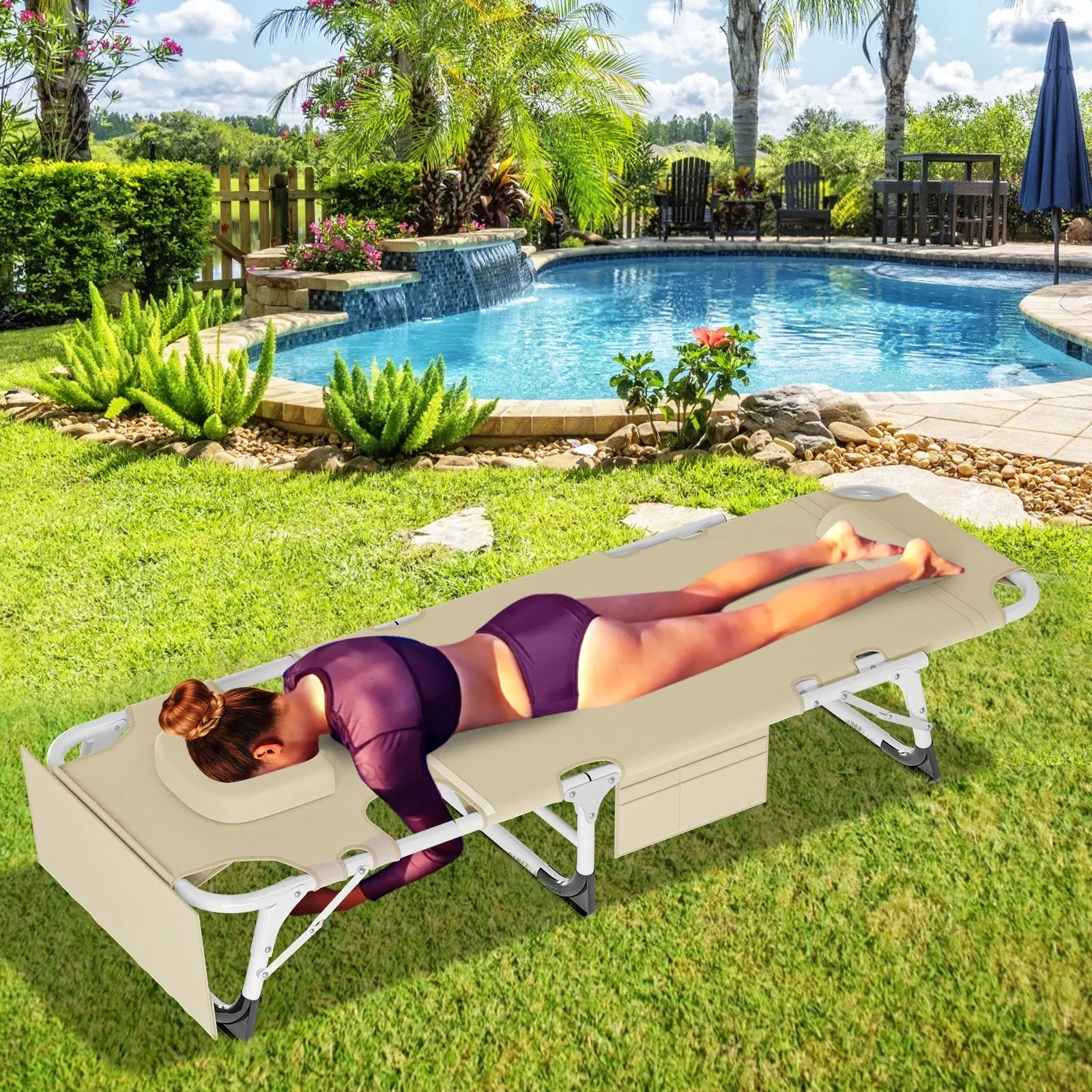 Slsy 5-Position Adjustable Folding Lounge Chair And Cot - 75.2" x 25.6" x 11.8" - Image 102 Slsy 5-Position Adjustable Folding Lounge Chair And Cot - 75.2" x 25.6" x 11.8" - Image 102