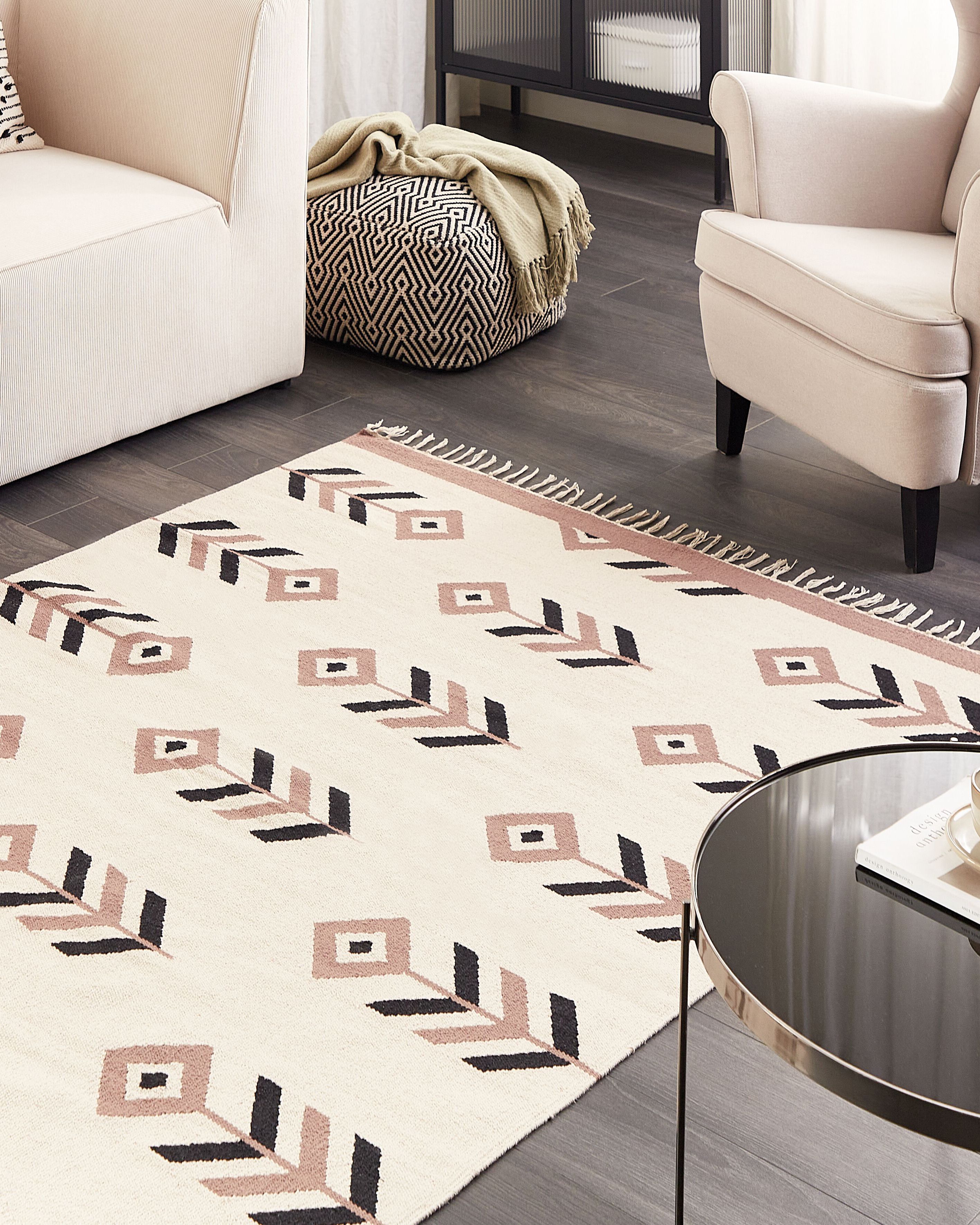 Rug NIAVAN Beige 200 x 300 cm Cotton Kilim