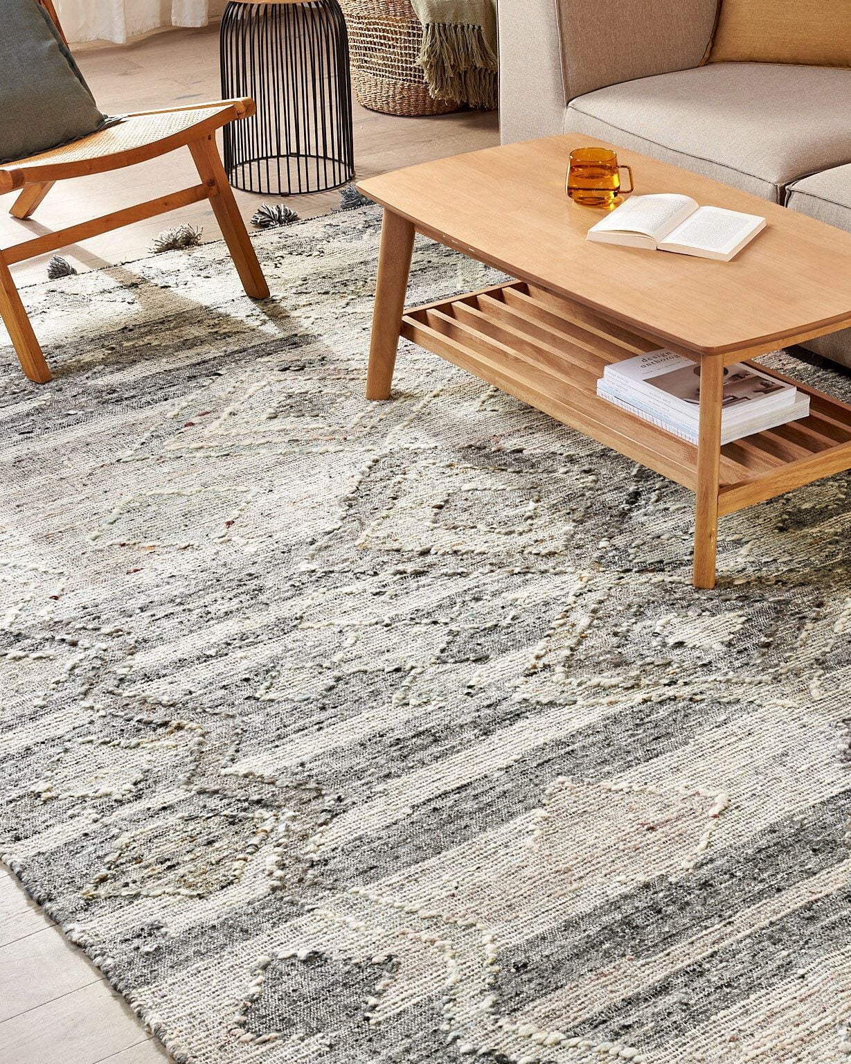 Rug ARATASHEN Grey 200 x 300 cm Wool Kilim