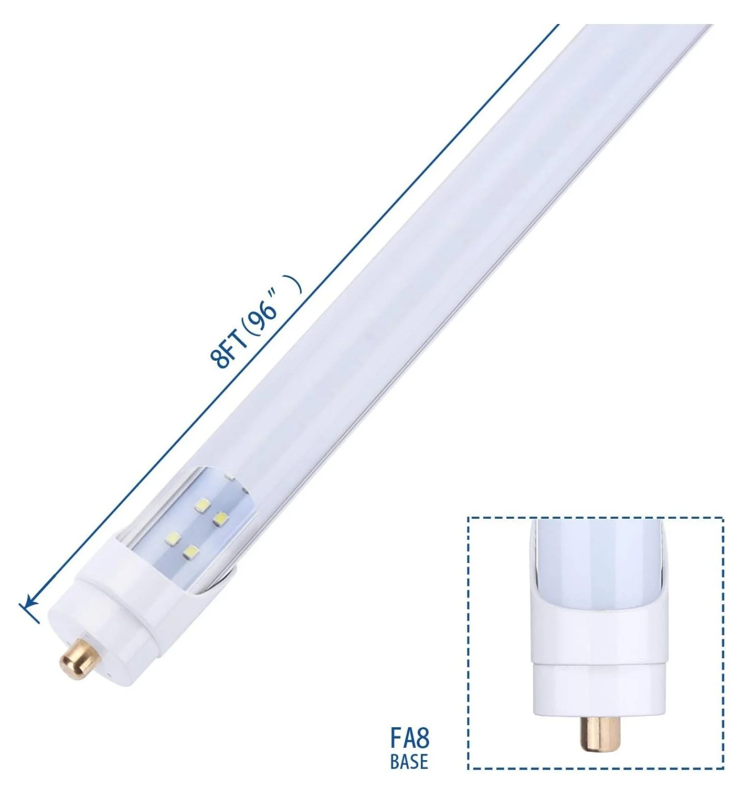 T8/T10/T12 LED Tube Light, 8 Foot 65W Shop Light Bulbs, Single Pin FA8 Base, Dual-End Power Ballast Bypass, Frosted Cover, 6000k, Fluorescent Tube Replacement,(8Pack),Ship from USA