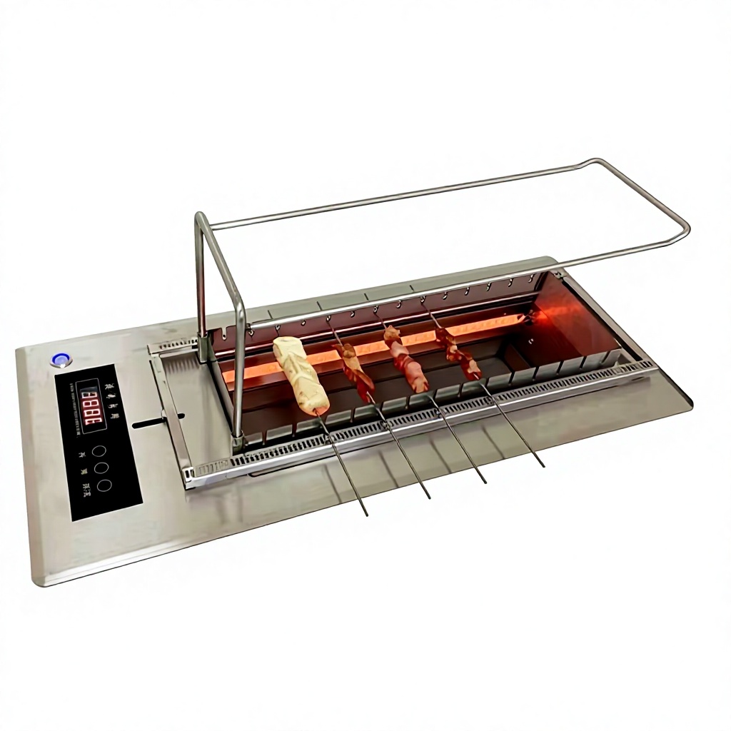 Commercial Stainless Steel Electric Grill Smokeless Indoor Automatic Rotating Touch Screen Korean Style Lamb Skewer