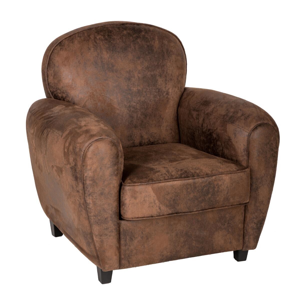 Club armchair "Stanis" Brown leather effect