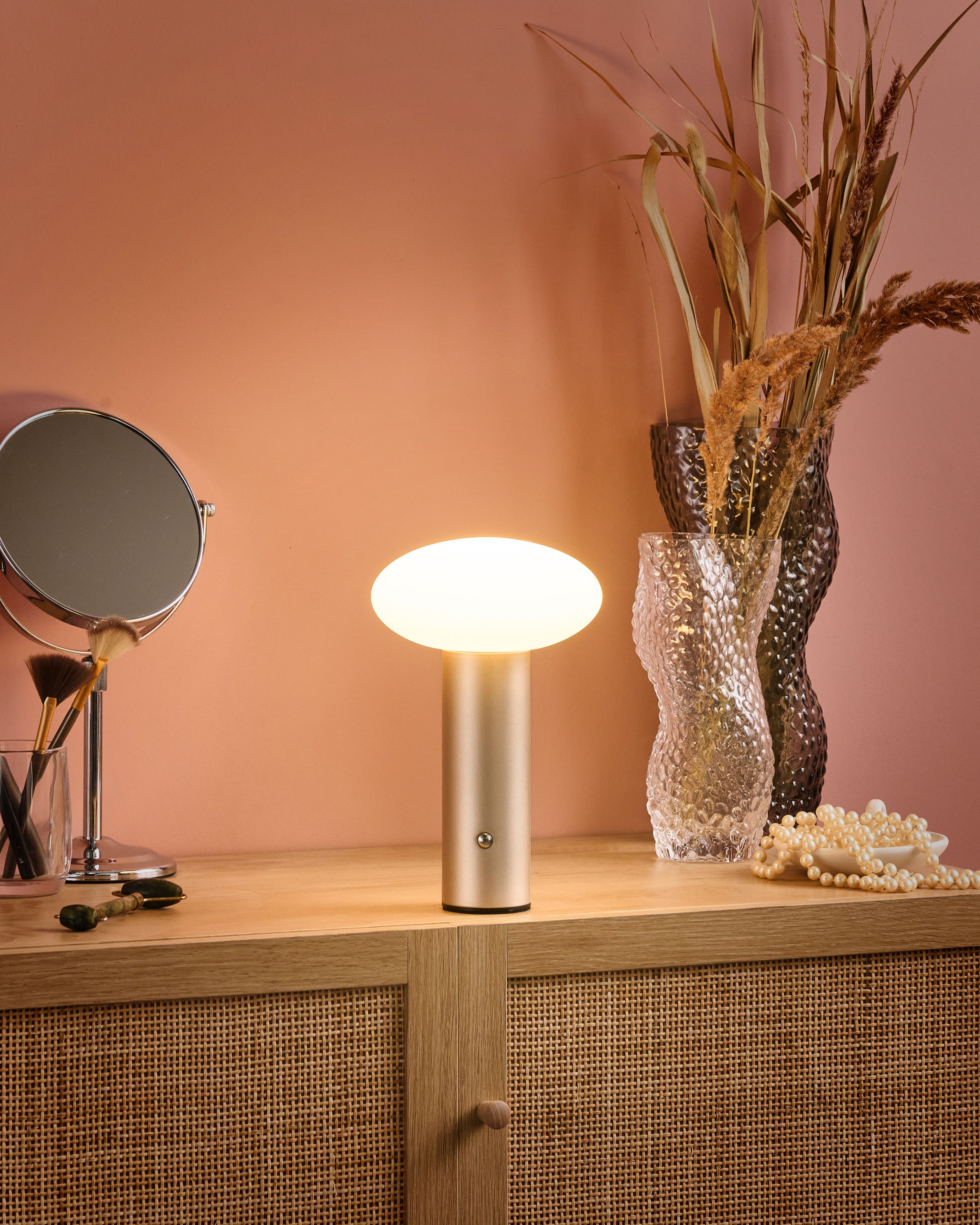 Wireless LED Table Lamp BUAYAN with Dimmer Metal Gold
