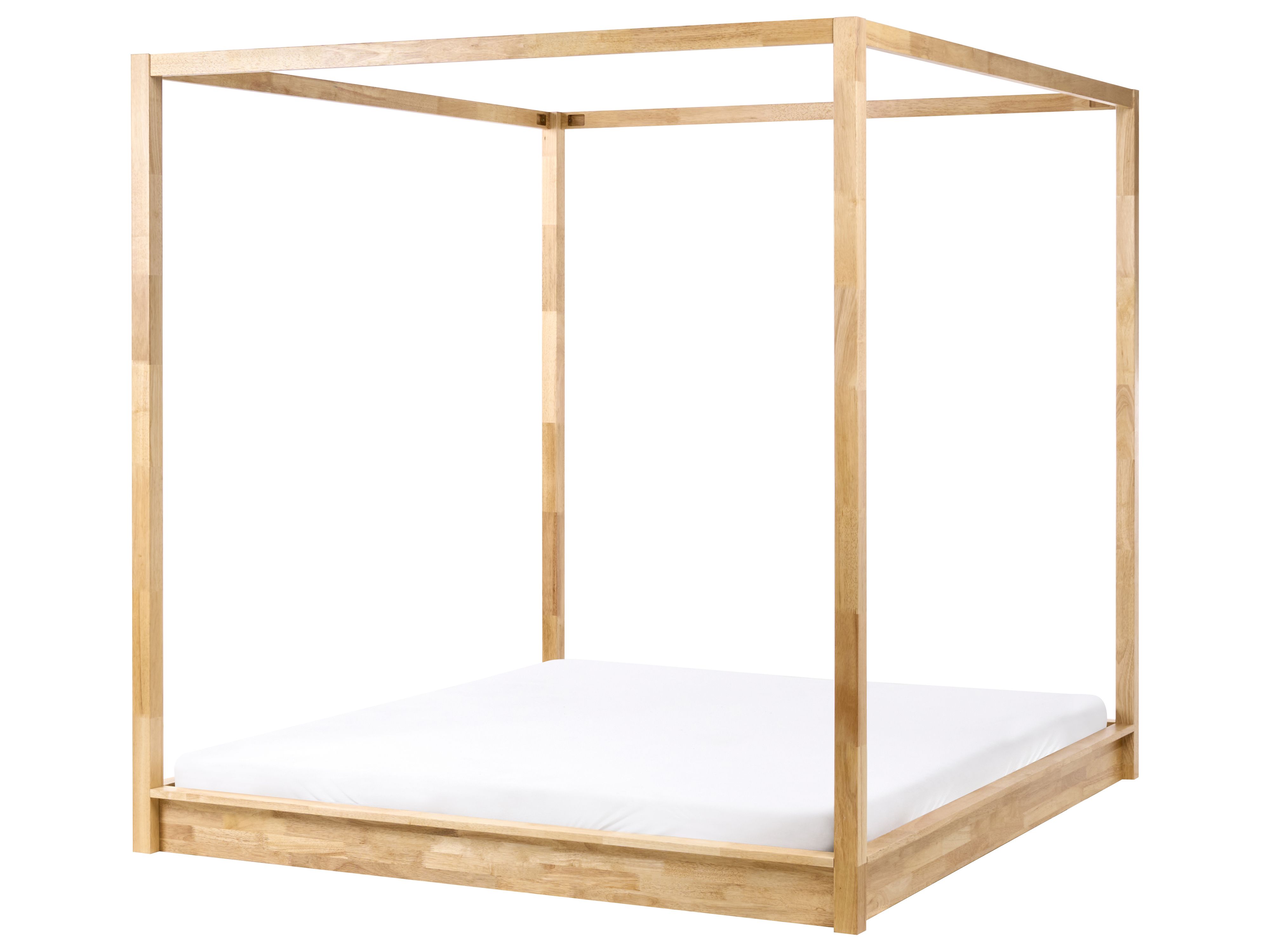 Four Poster Bed Wood HERLIERE 180 x 200 cm (EU Super King) Light Brown
