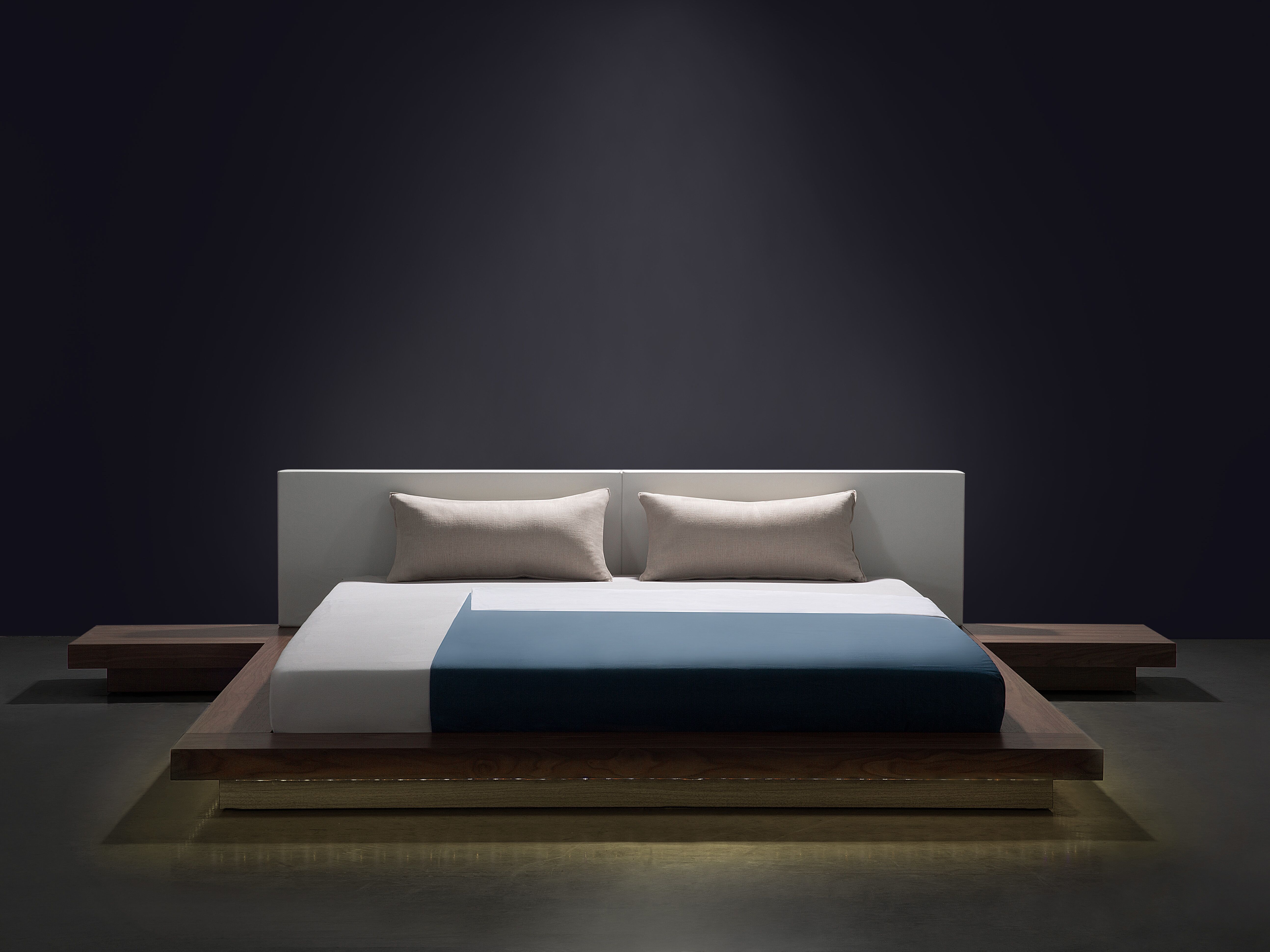 Bed with LED ZEN 180 x 200 cm (EU Super King) Brown Ash Wood
