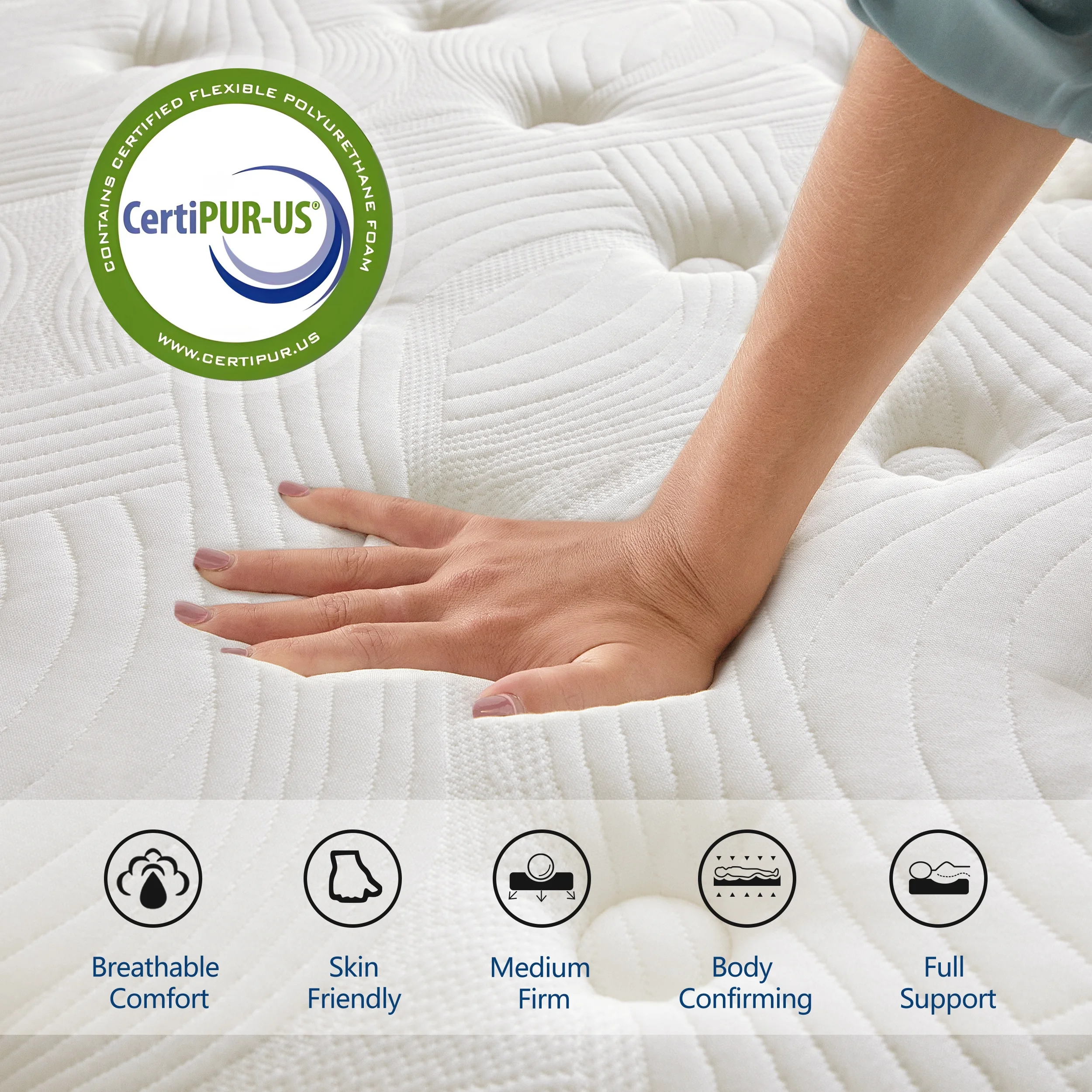 Soges Twin Size 10 Inch Hypoallergenic Hybrid Mattress, Breathable Medium Firm Mattress, Fiberglass Free Cooling Mattress, Individual Pocket Spring Mattress, Mattress in A Box, CertiPUR-US