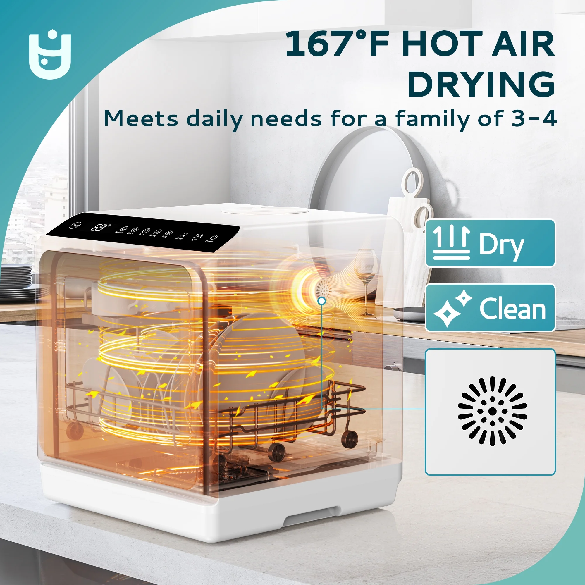 EUHOMY Portable Countertop Dishwashers with 5-Liter Built-in Water Tank and Air-Dry Function - Image 4