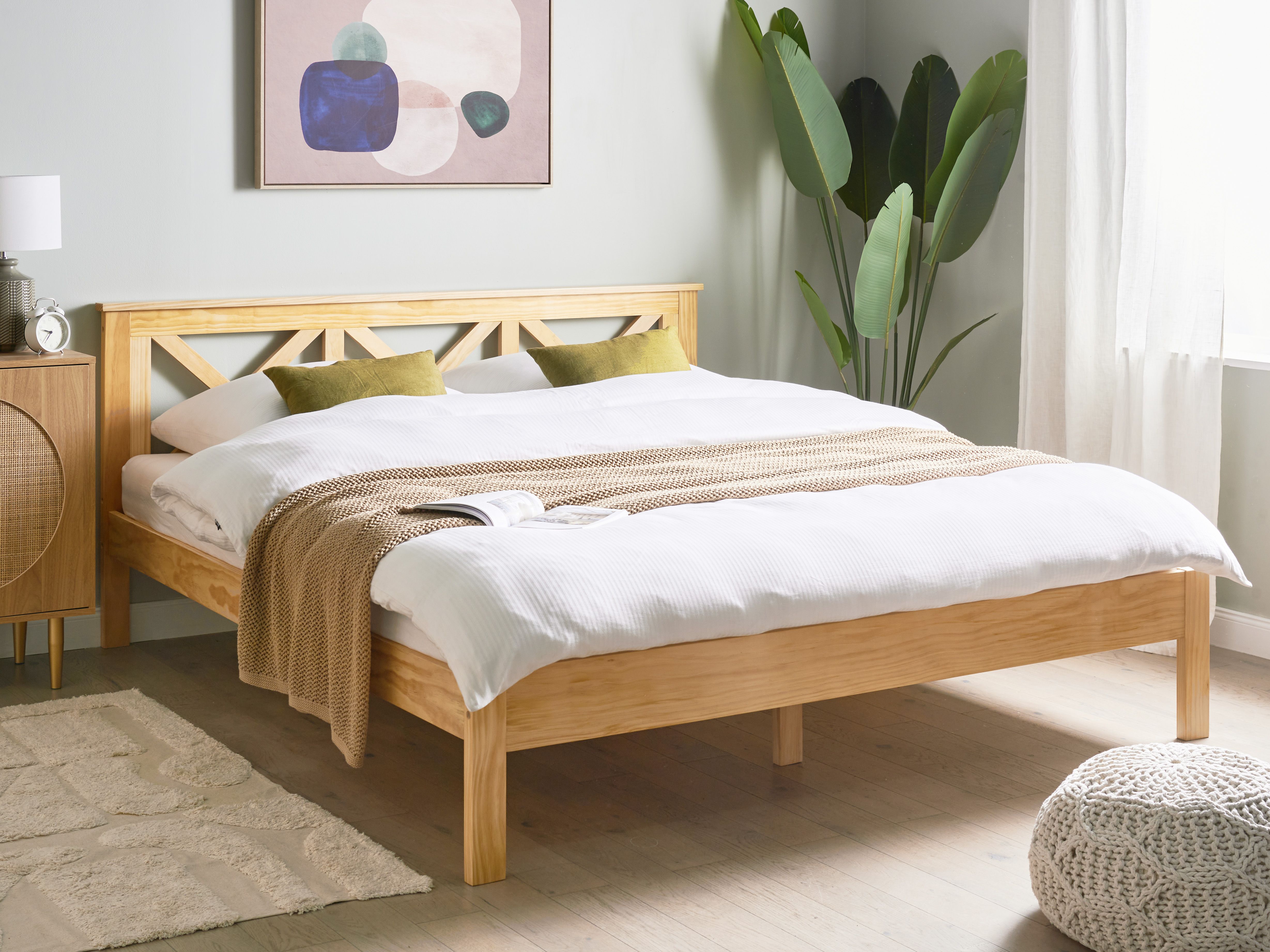 Bed Pine Wood TANNAY 180 x 200 cm (EU Super King) Light Brown