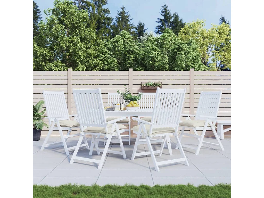 Coussins de chaise lot de 6 blanc crème 40x40x7 cm tissu oxford