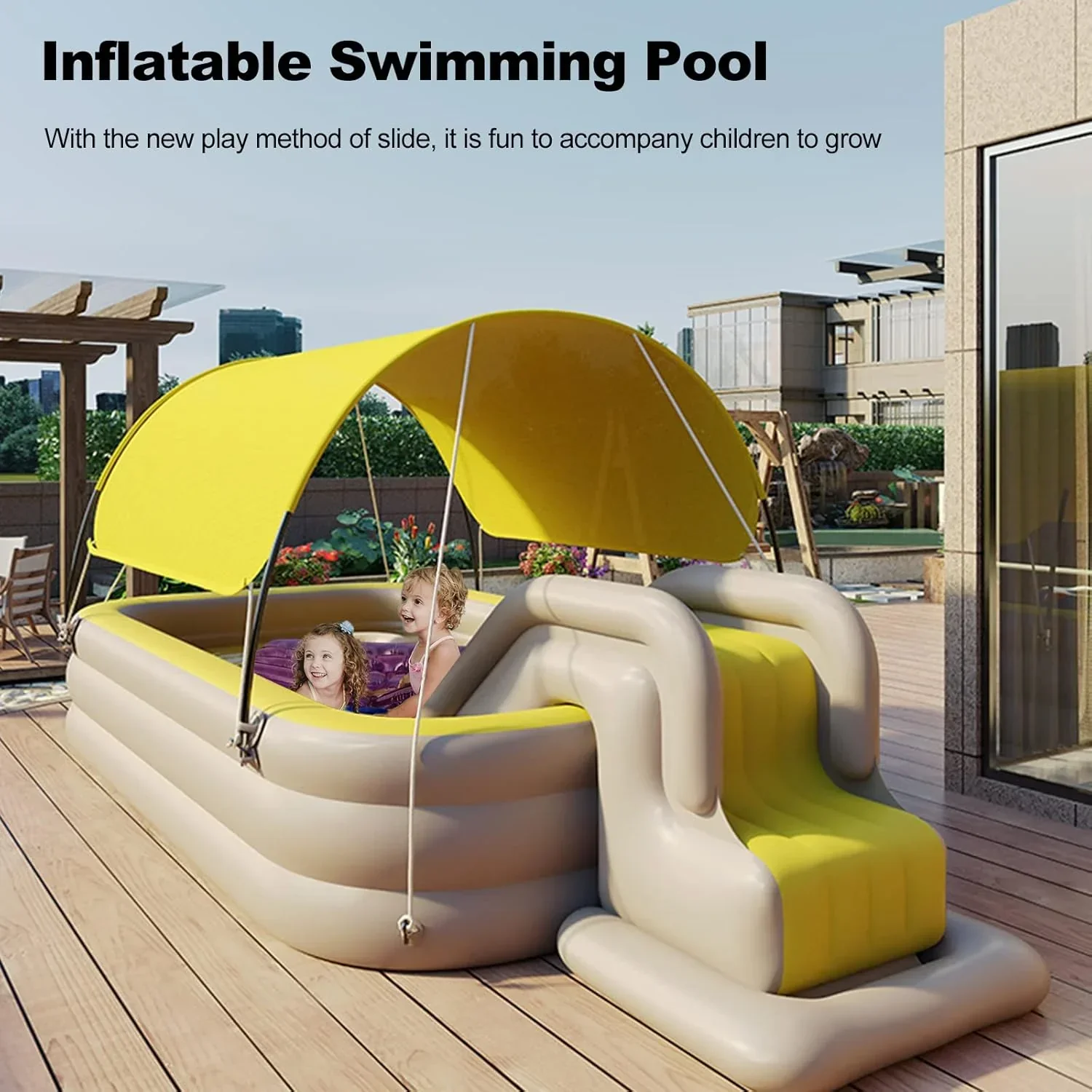 Ergocar Inflatable Swimming Pool With Water Slide And Awning - 2.1 Meters, Three Layers - Image 12 Ergocar Inflatable Swimming Pool With Water Slide And Awning - 2.1 Meters, Three Layers - Image 12