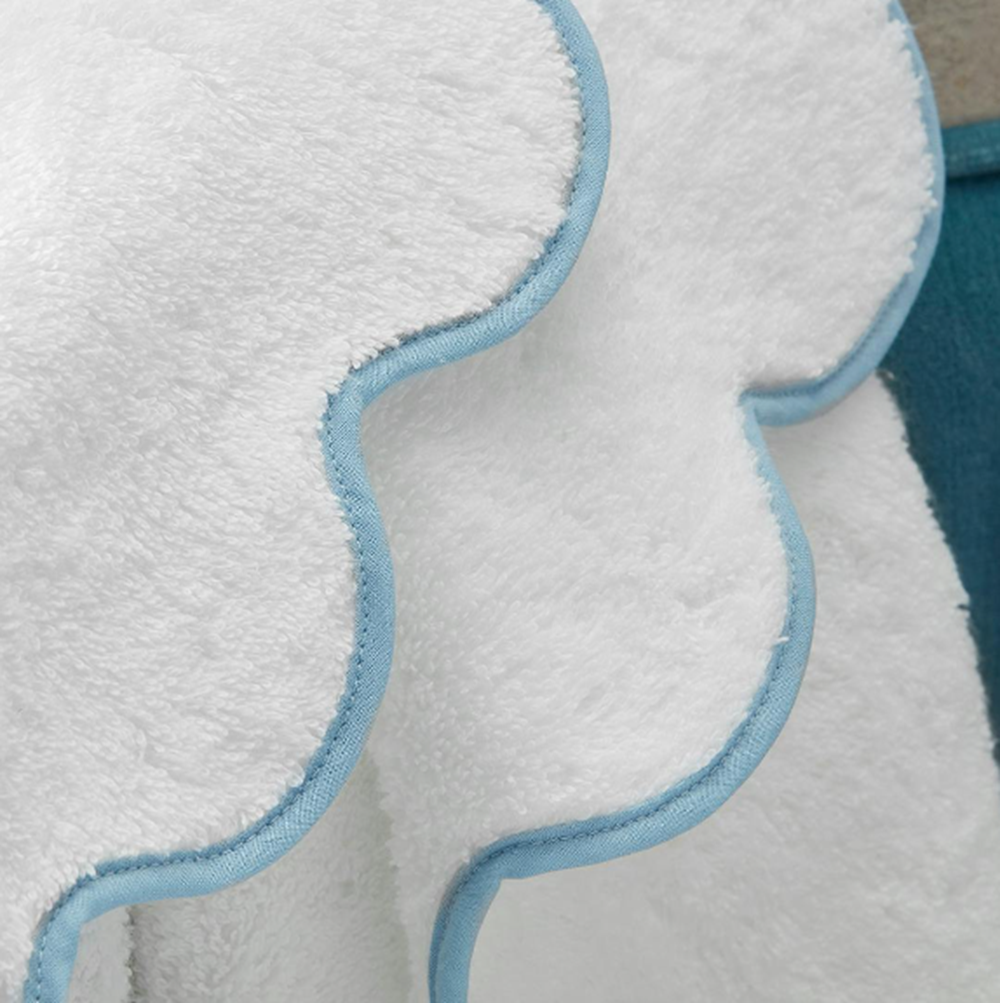 Long-Staple Cotton Hand Bath Towel Simple Scalloped Design Soft Strong Quick-Dry Absorbent