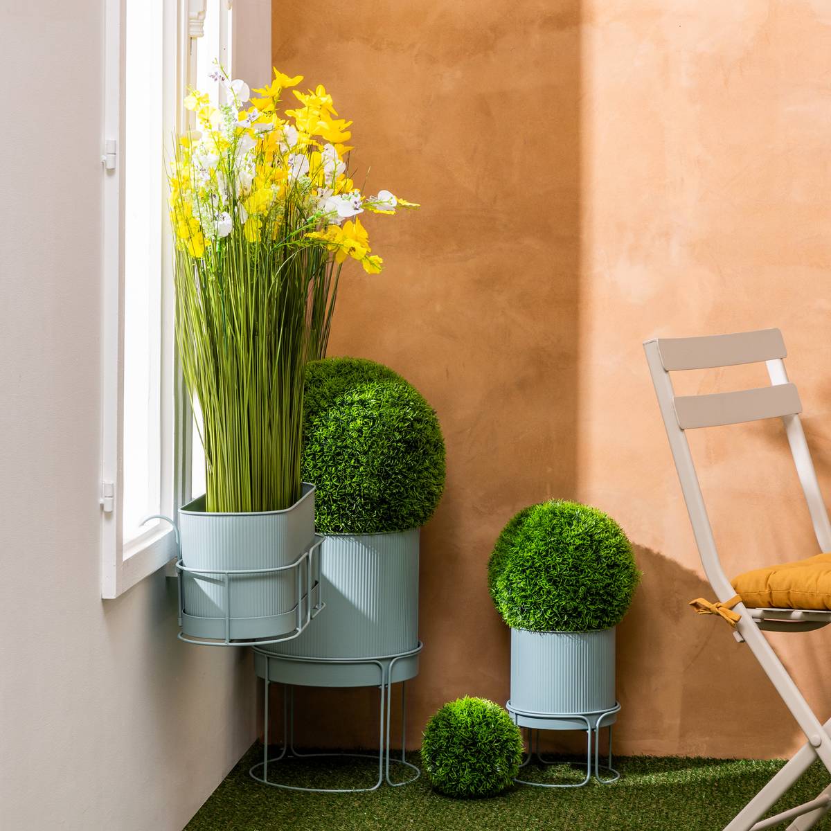 Planter "Aze" Celadon Green, L. 47 cm