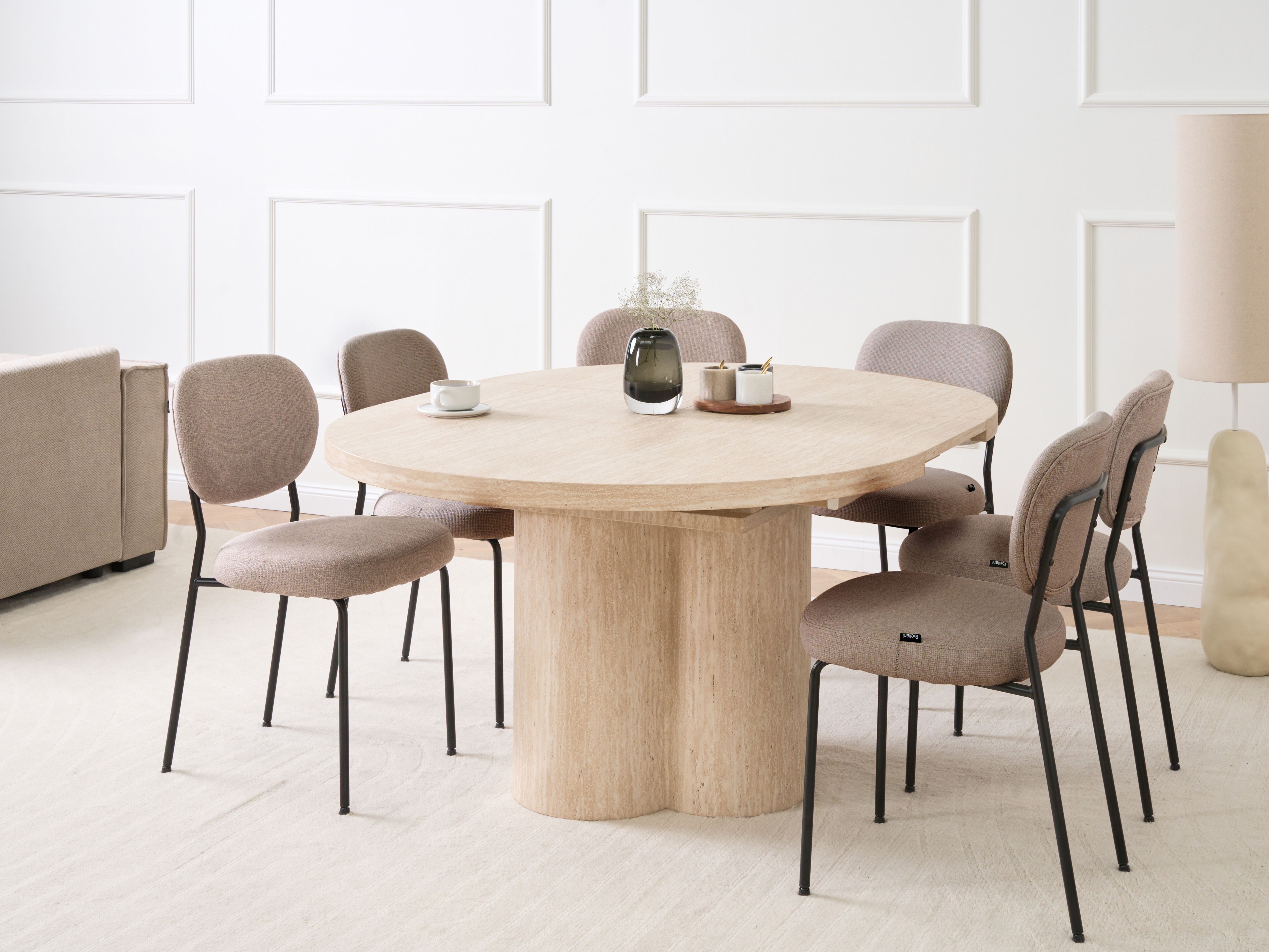 Extending Dining Table MORAINE Travertine Effect 120/160 cm 120 cm