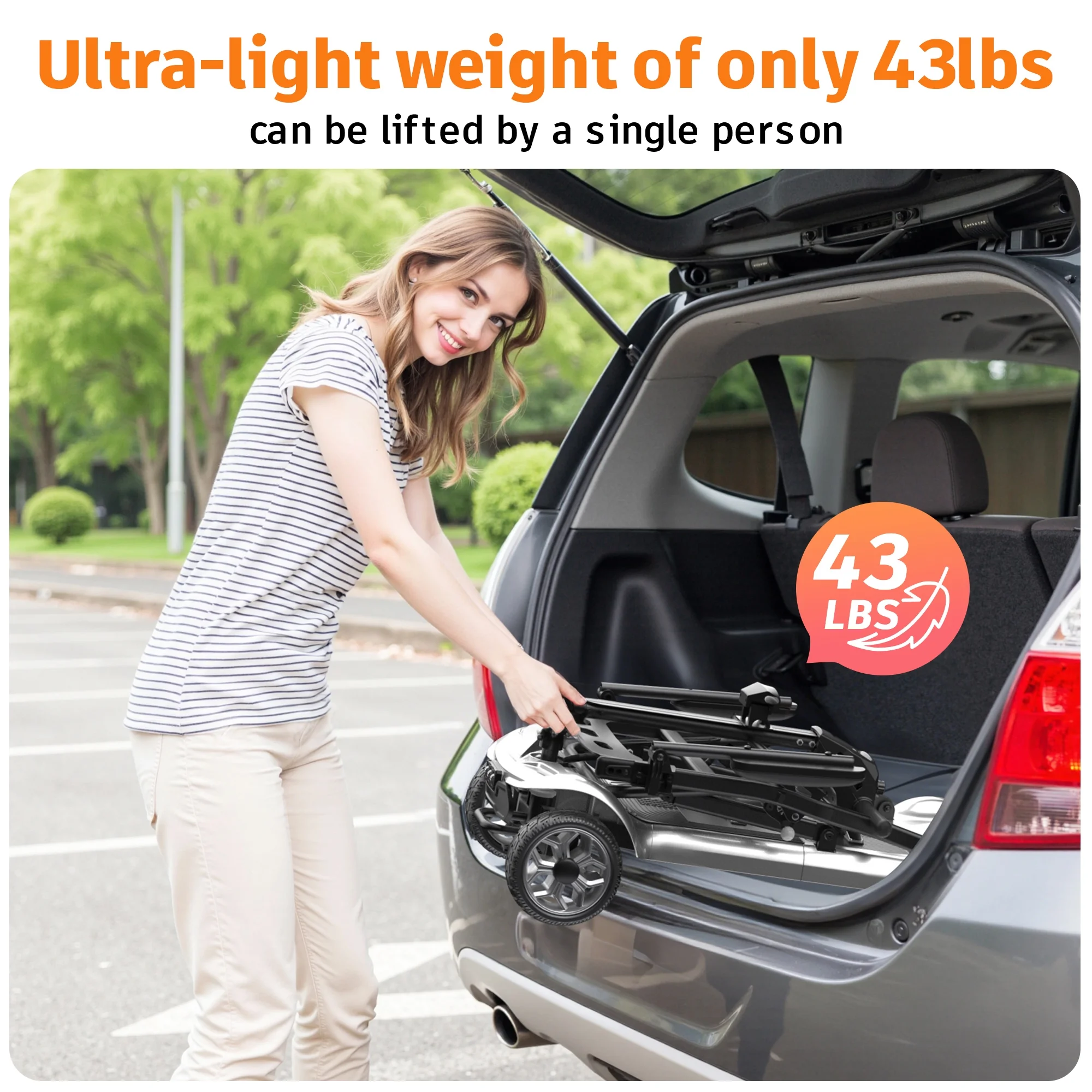 EAGLOG Light Weight 4 Wheels Mobility Scooter for Seniors, Electric Folding Wheelchair Device for Travel, Black - Image 21