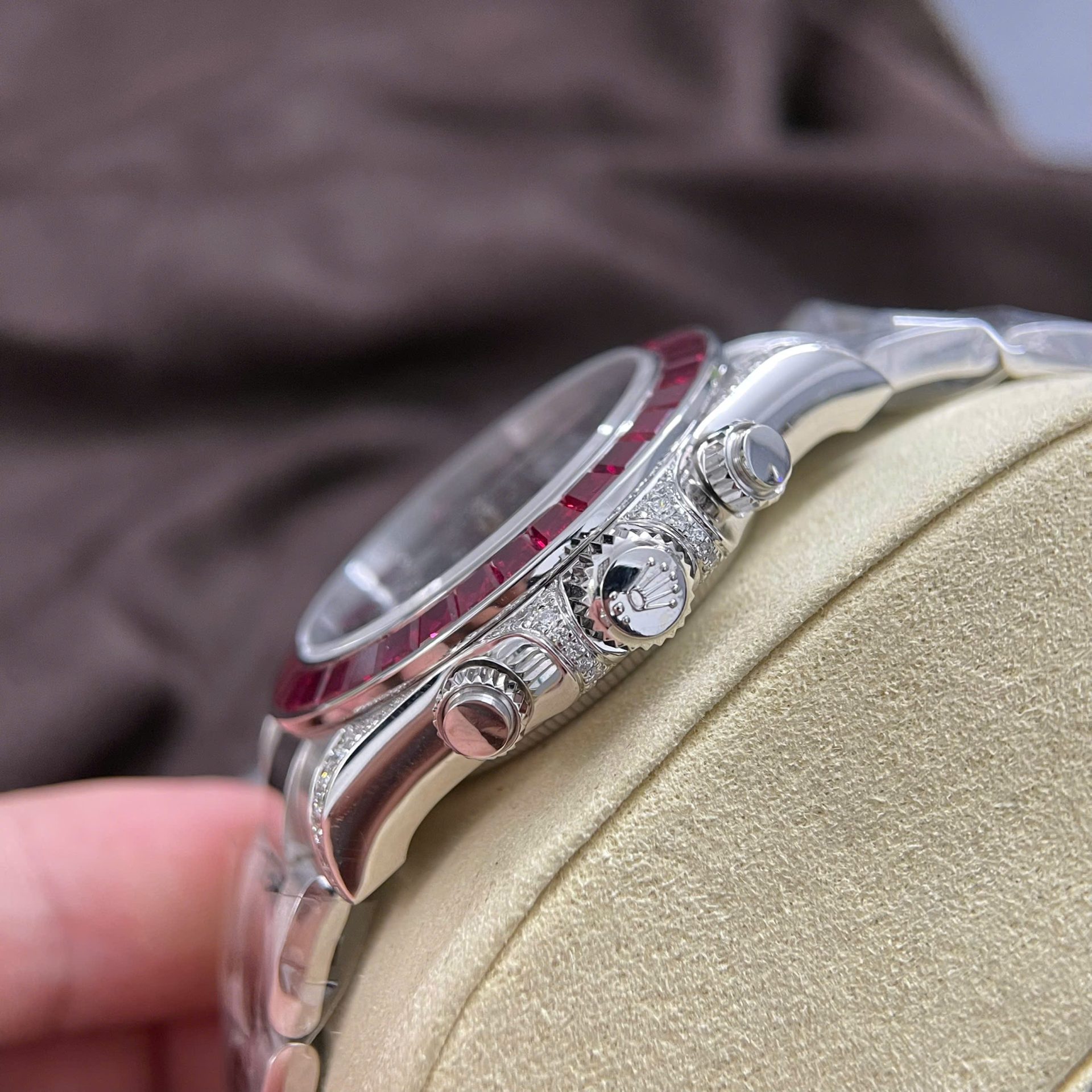 Rolex Daytona 126599TRU Replica Watch 18K Solid Gold + Natural Ruby + Natural Diamonds Custom 40mm - Elite Watch Atelier